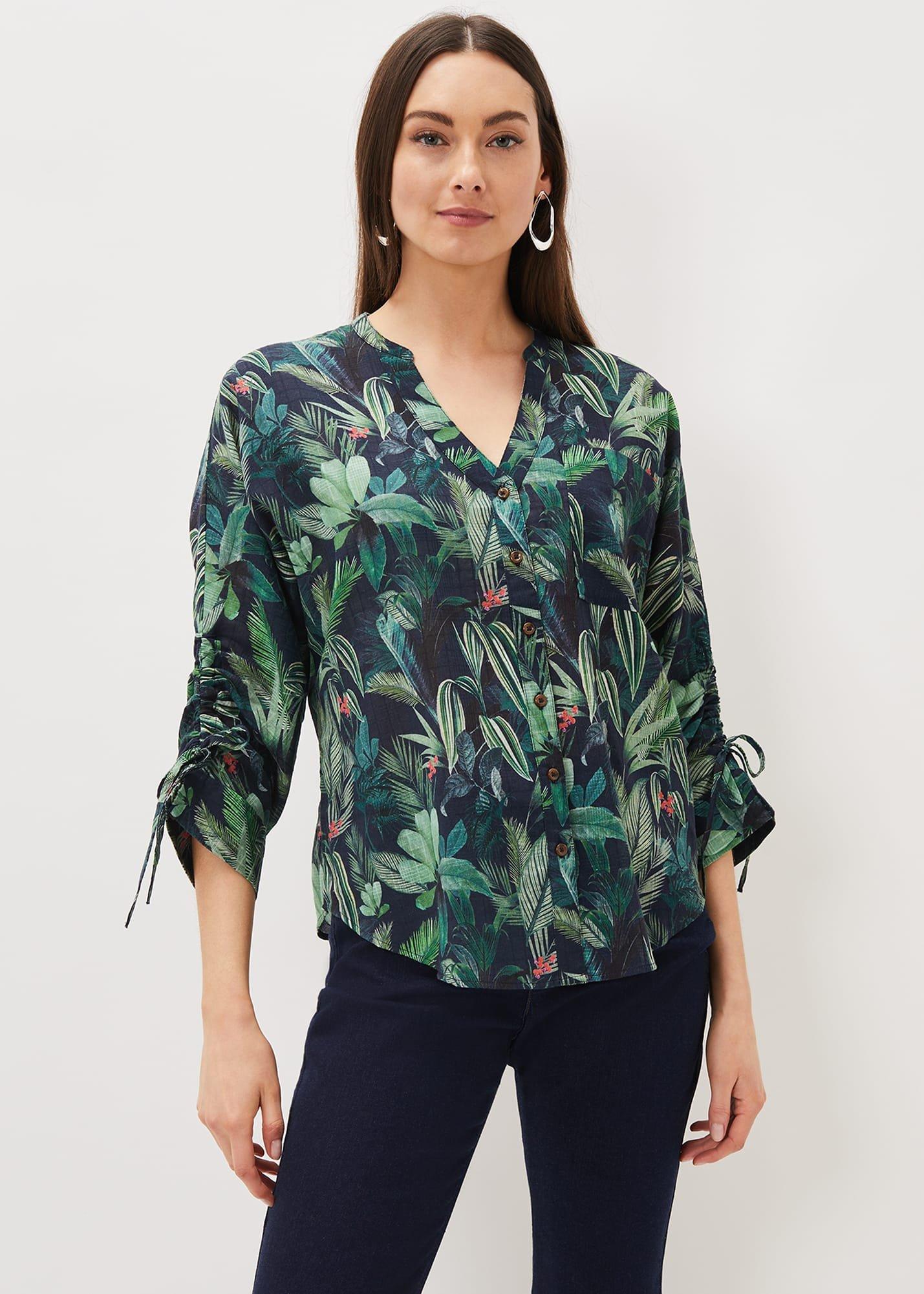 Ellyn Cotton Tropical Print Blouse