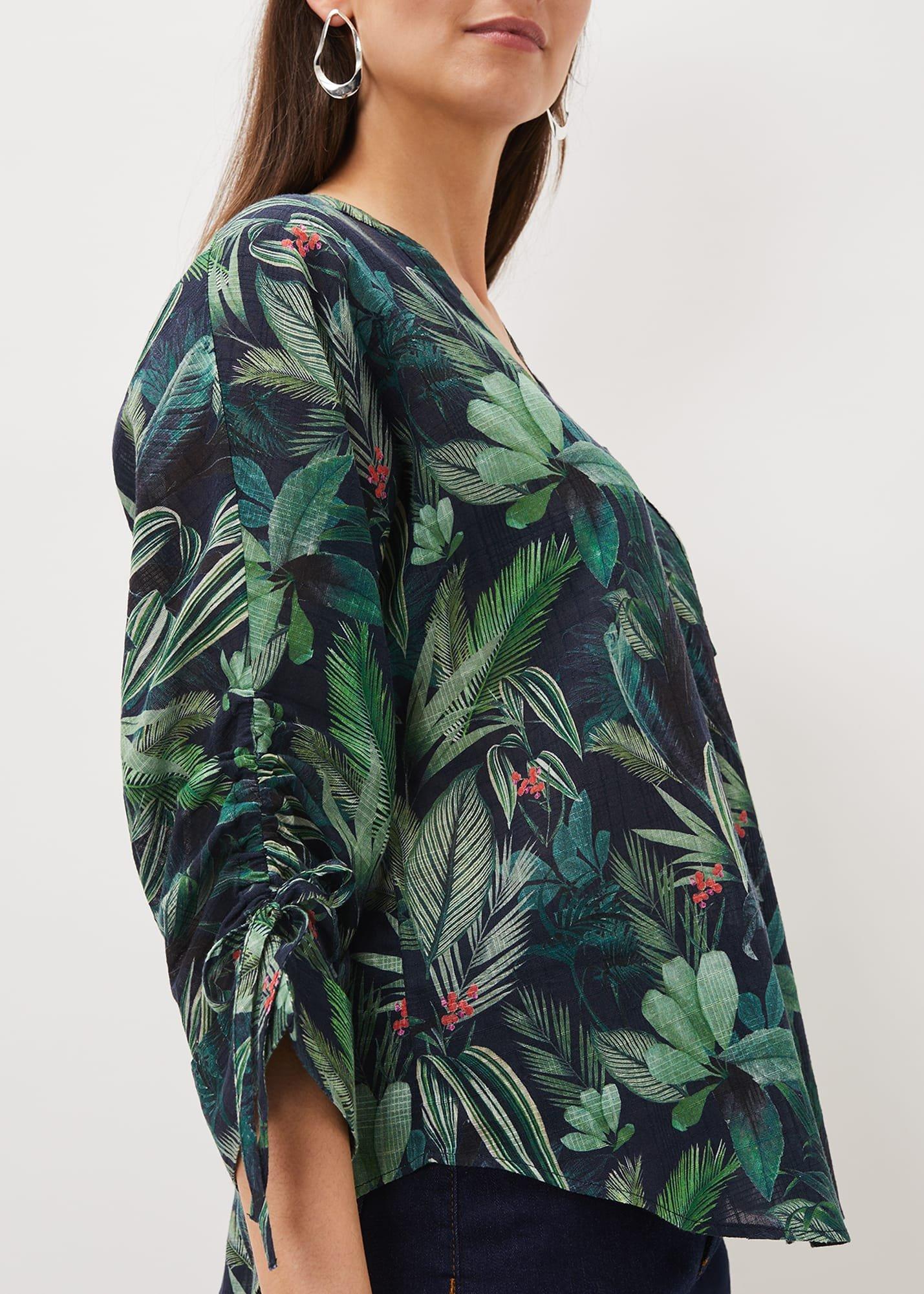 Ellyn Cotton Tropical Print Blouse