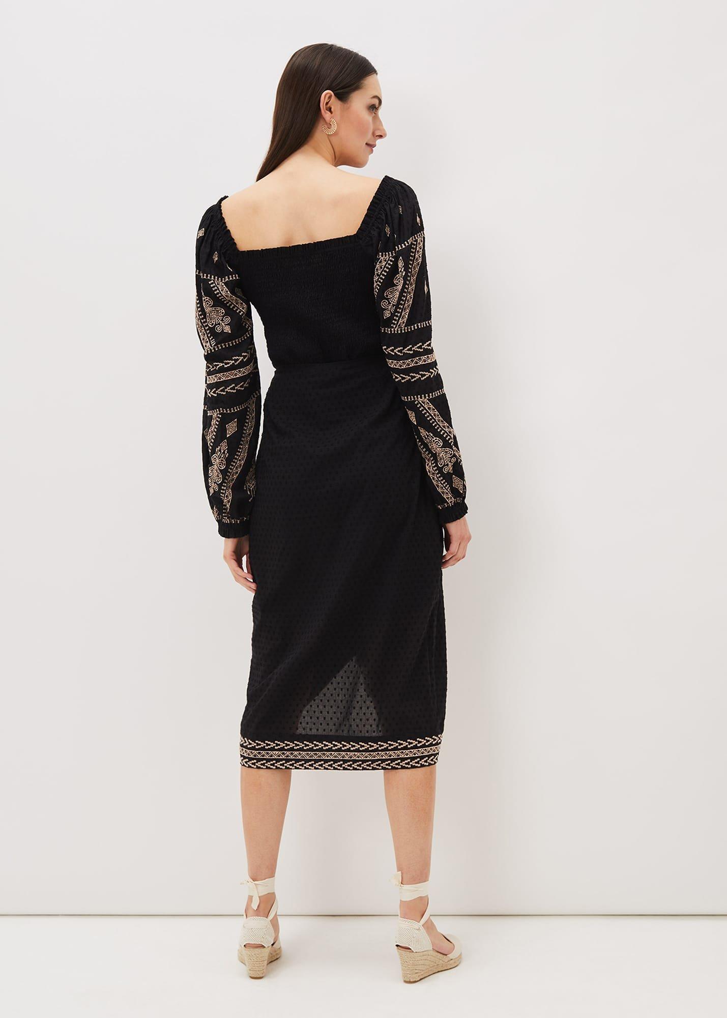 Debby Shirred Embroidered Blouse