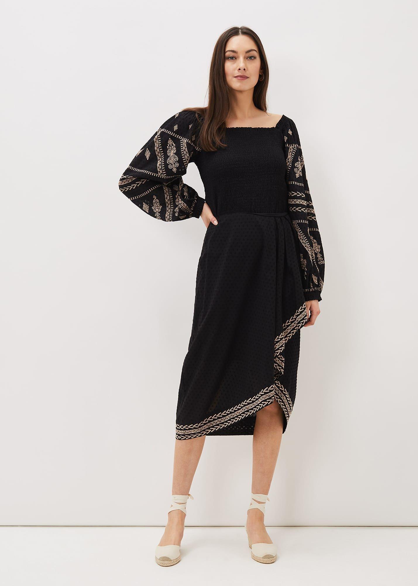 Debby Shirred Embroidered Blouse