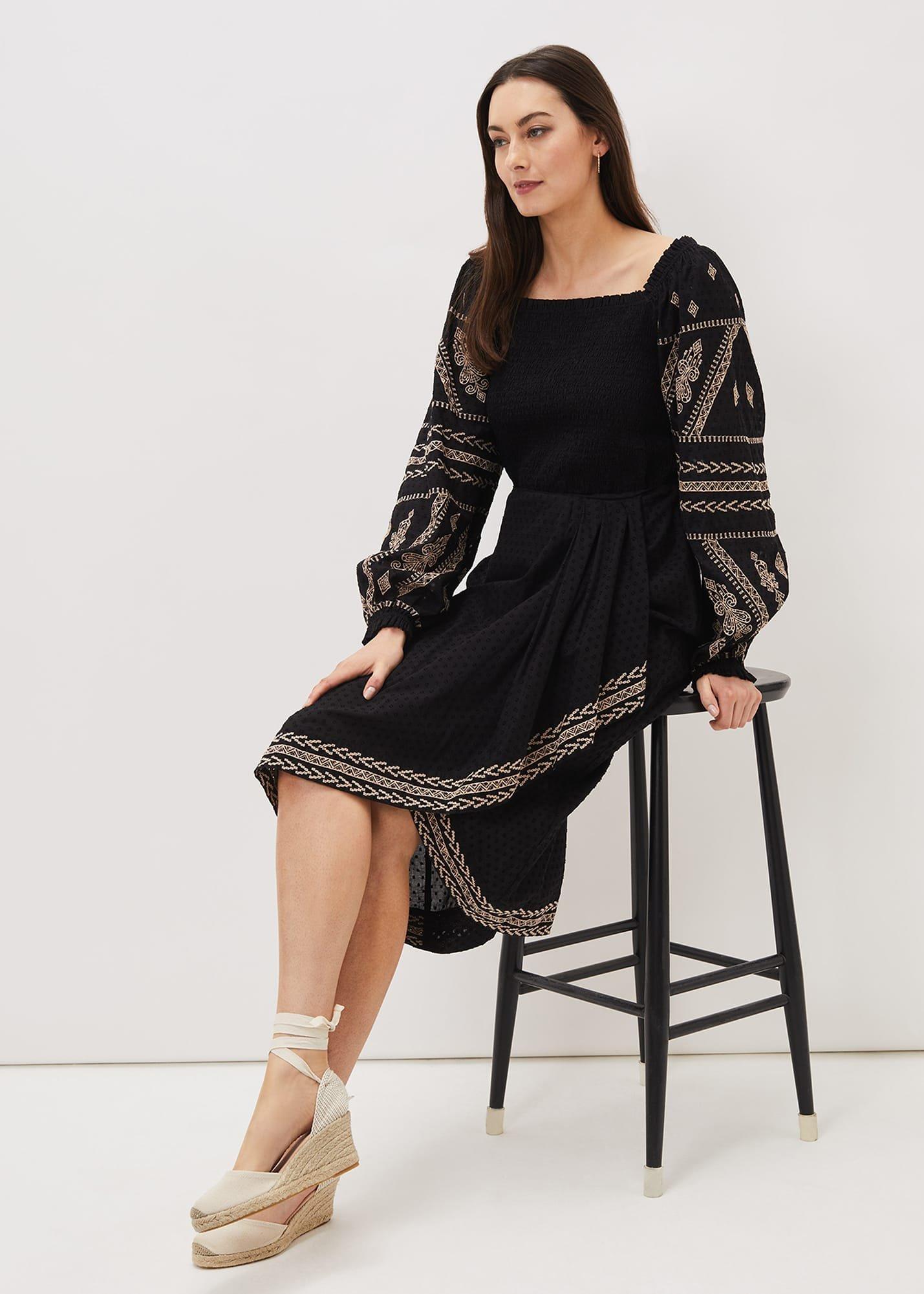 Debby Shirred Embroidered Blouse