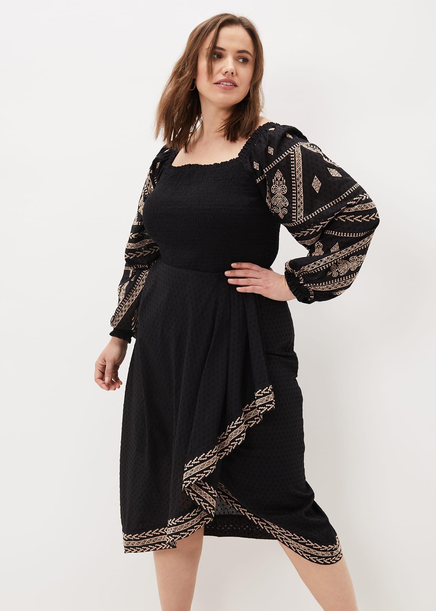 Debby Shirred Embroidered Blouse
