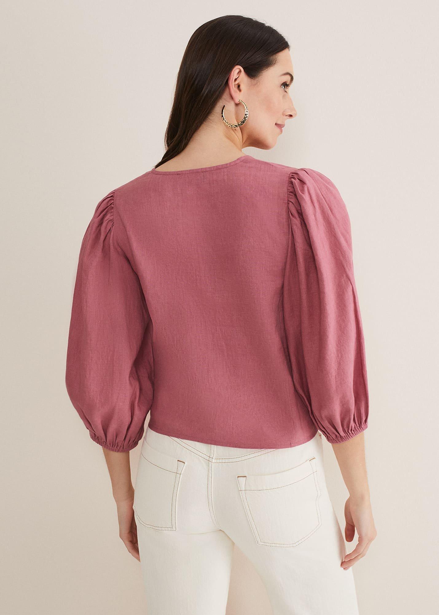 Raven Linen Tie Front Blouse