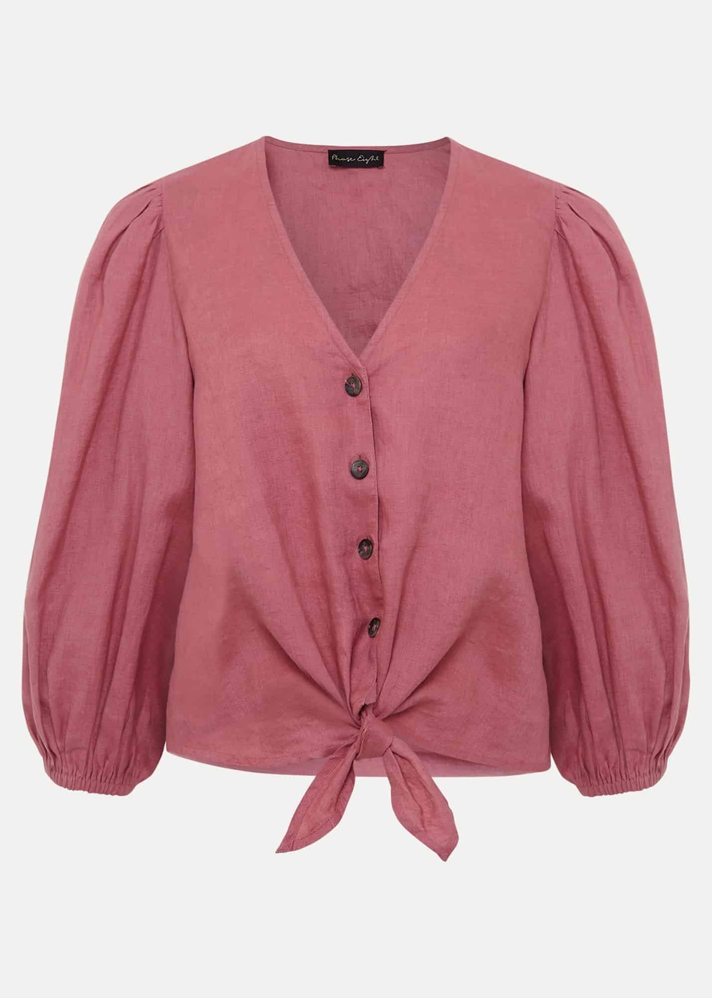 Raven Linen Tie Front Blouse