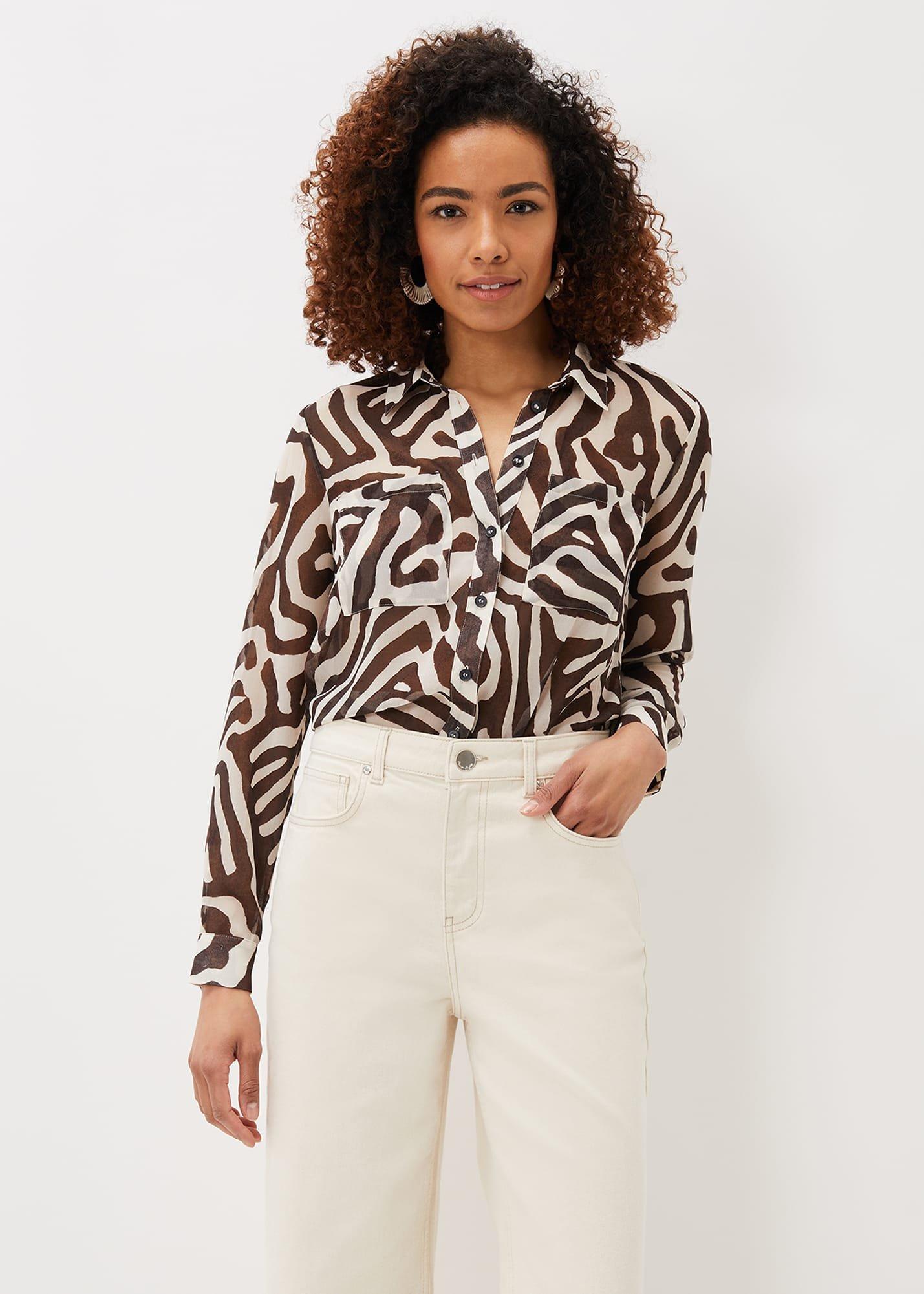 Isabella Zebra Print Longline Shirt