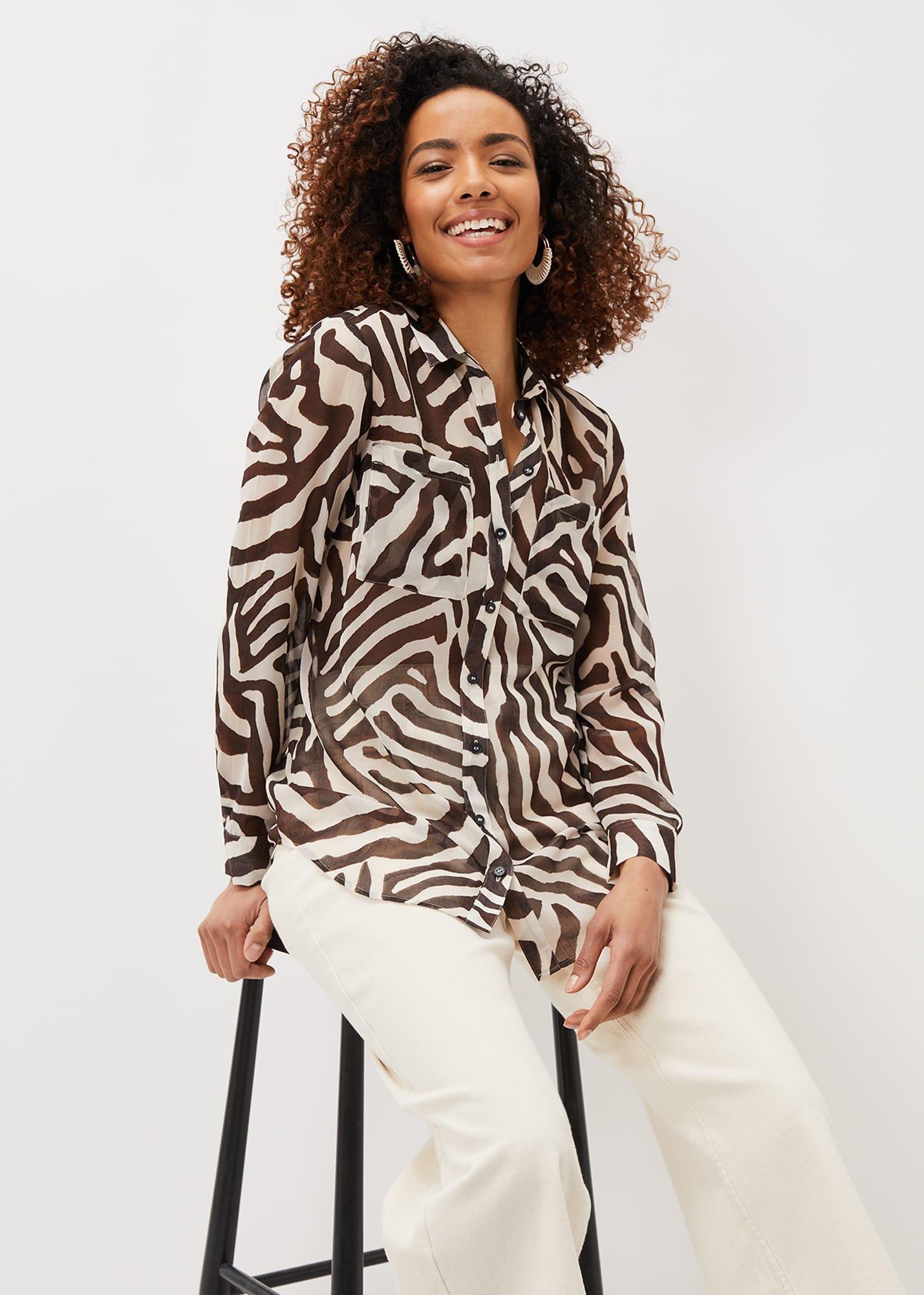 Isabella Zebra Print Longline Shirt