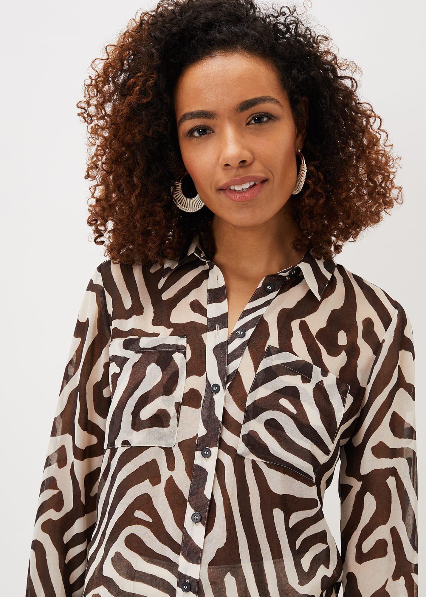 Isabella Zebra Print Longline Shirt