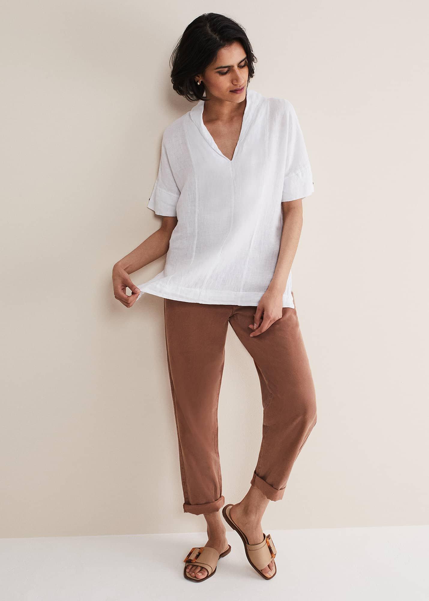 Carita V-Neck Linen Blouse