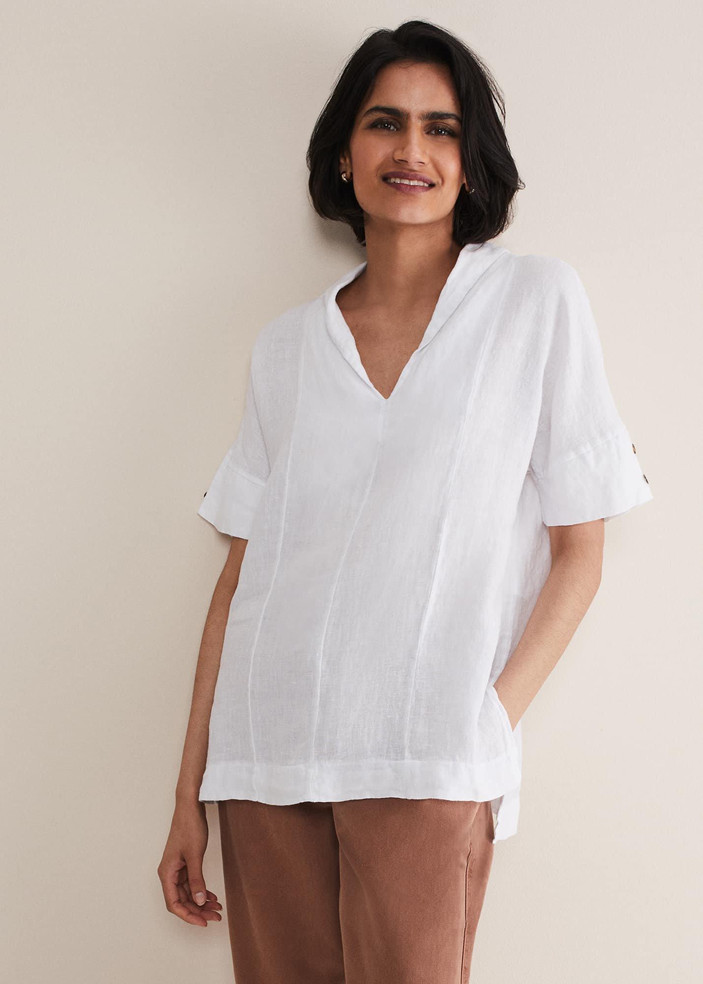 Carita V-Neck Linen Blouse