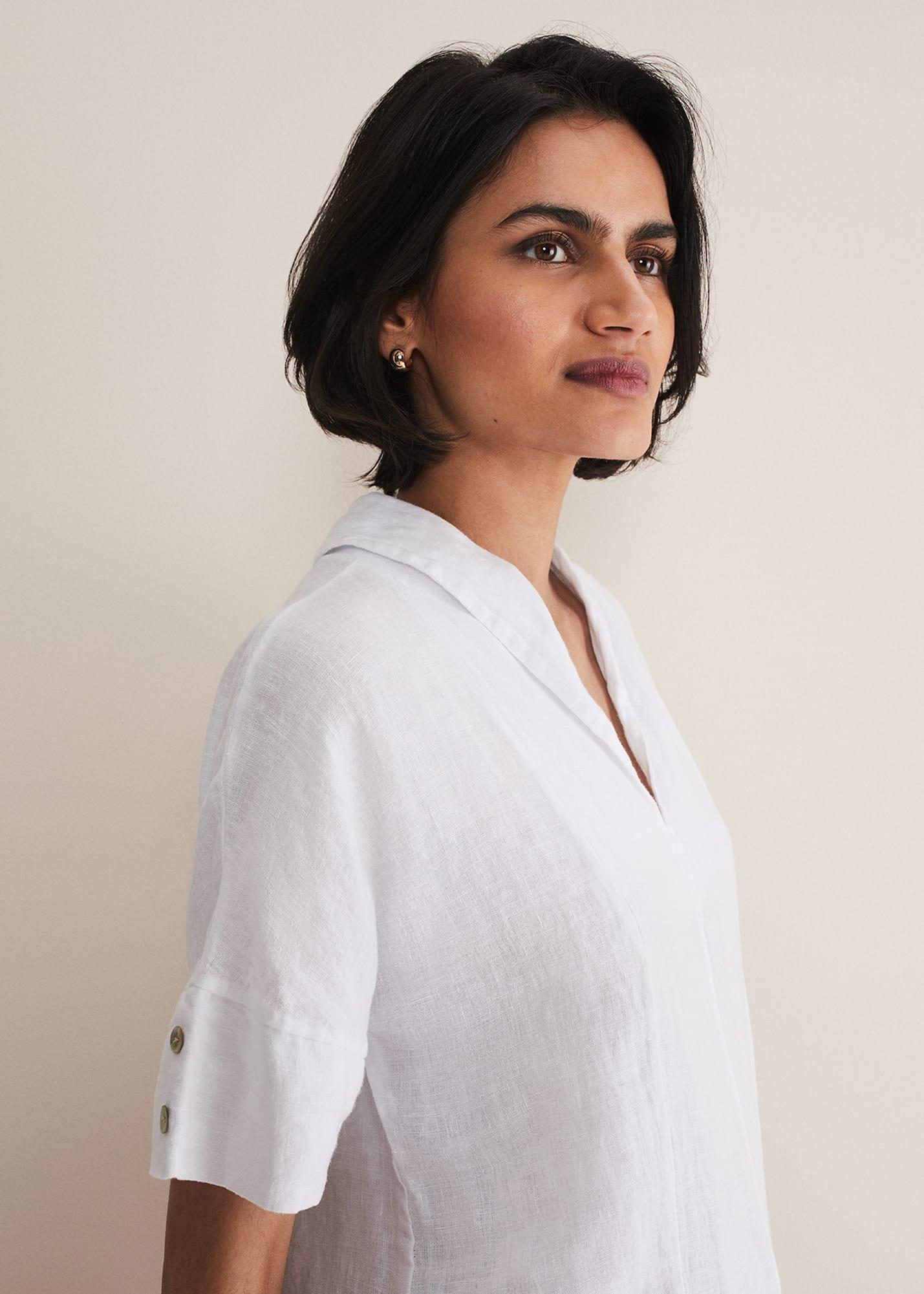 Carita V-Neck Linen Blouse