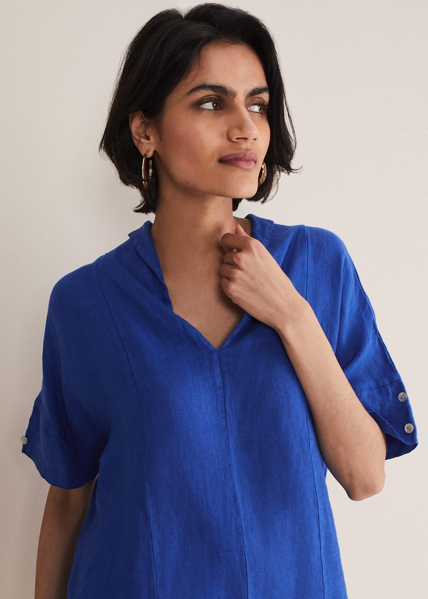 Carita V-Neck Linen Blouse