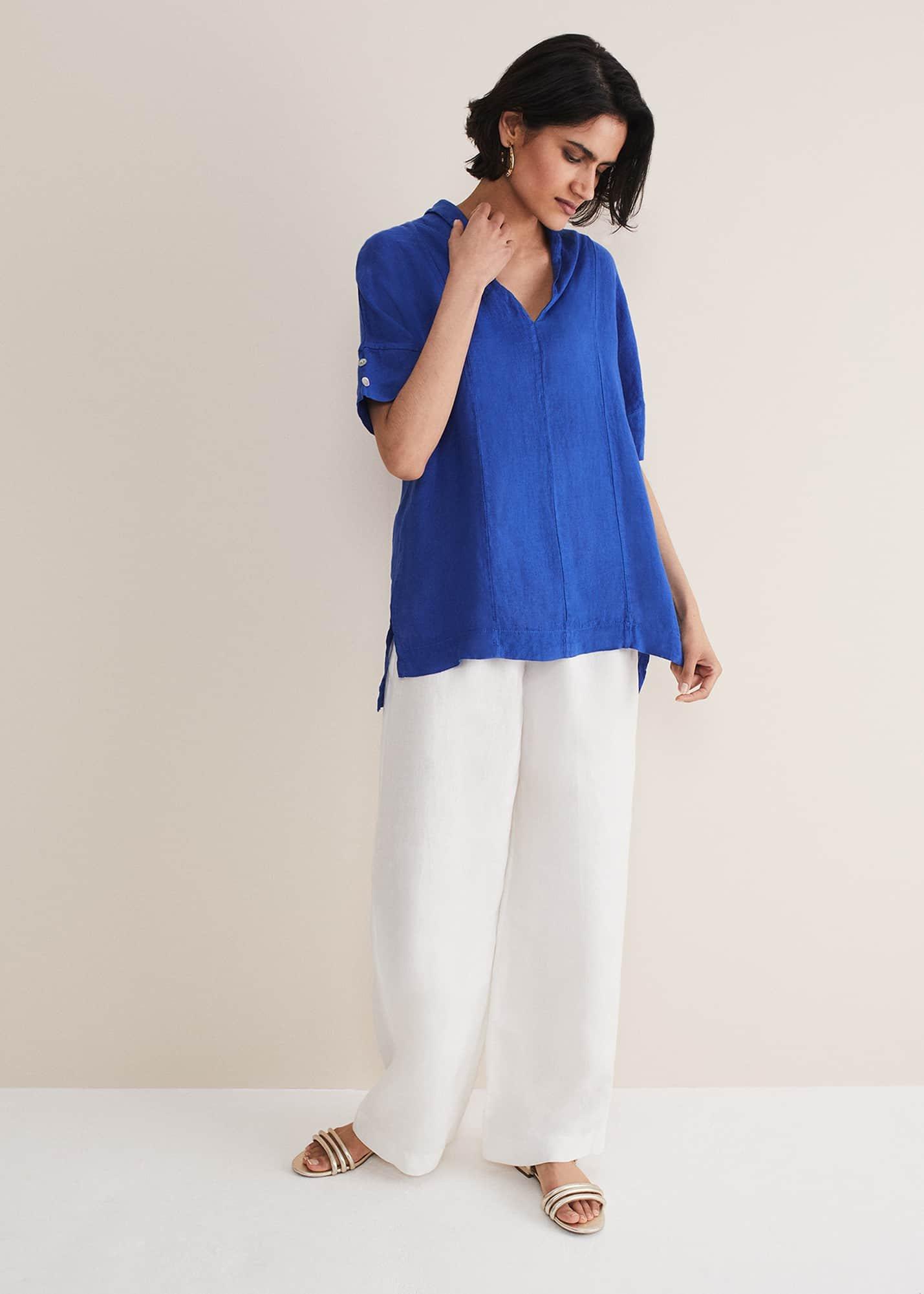 Carita V-Neck Linen Blouse