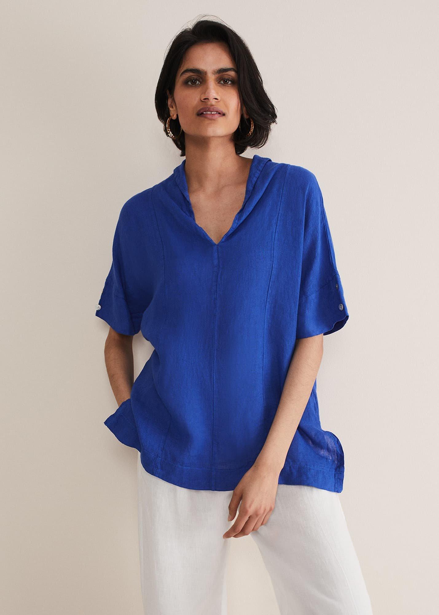 Carita V-Neck Linen Blouse