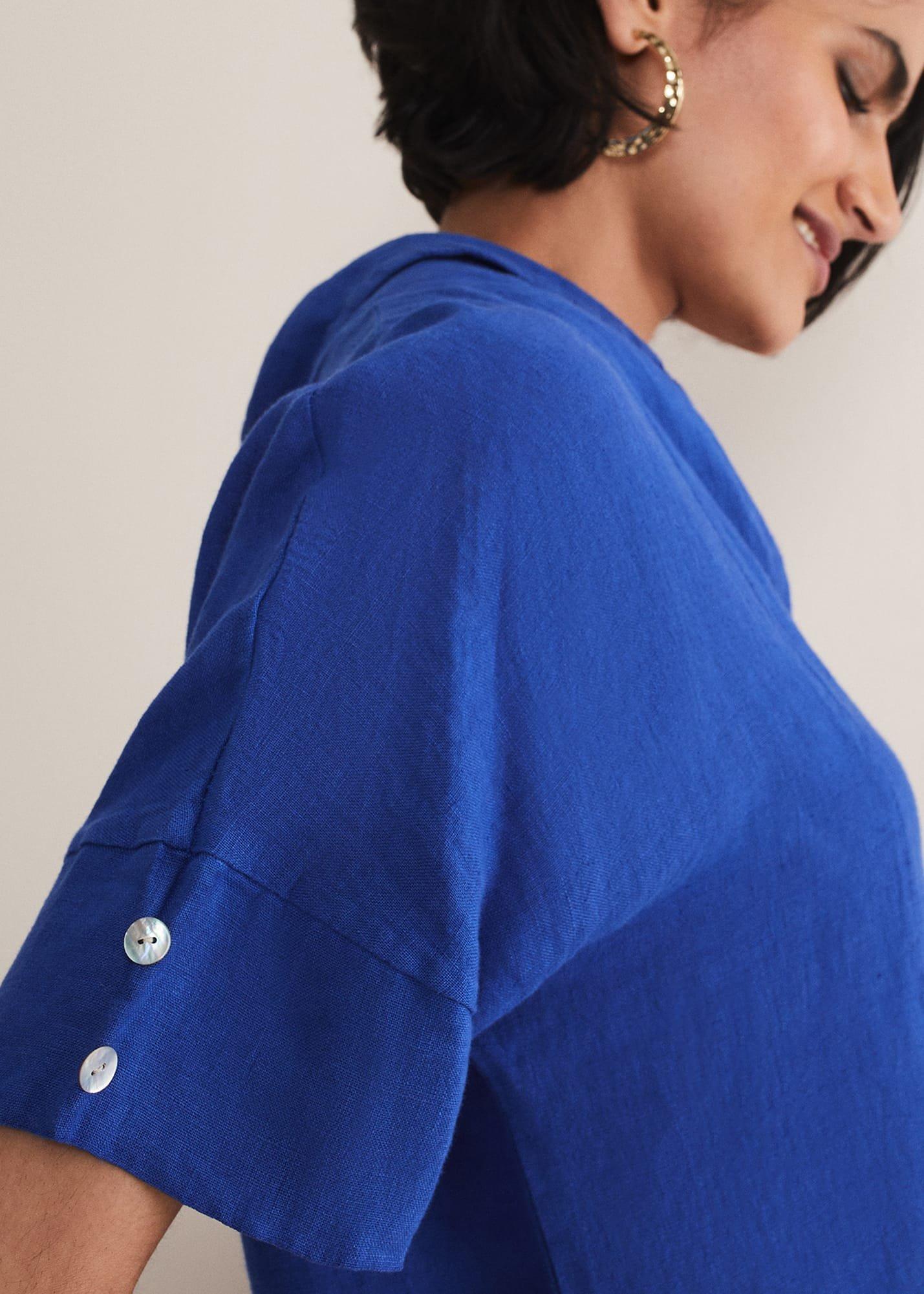 Carita V-Neck Linen Blouse