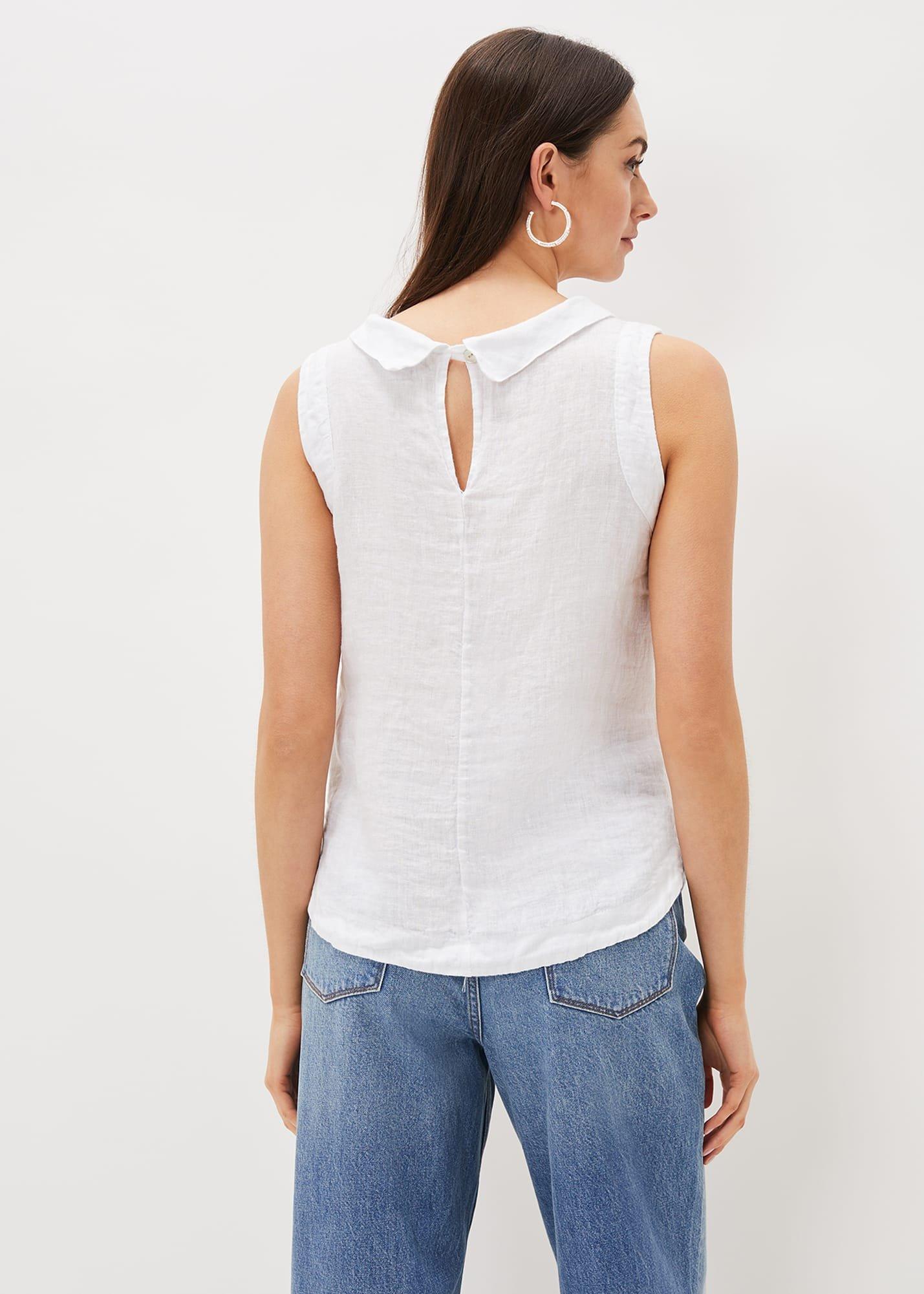 Sky Linen Sleeveless Blouse