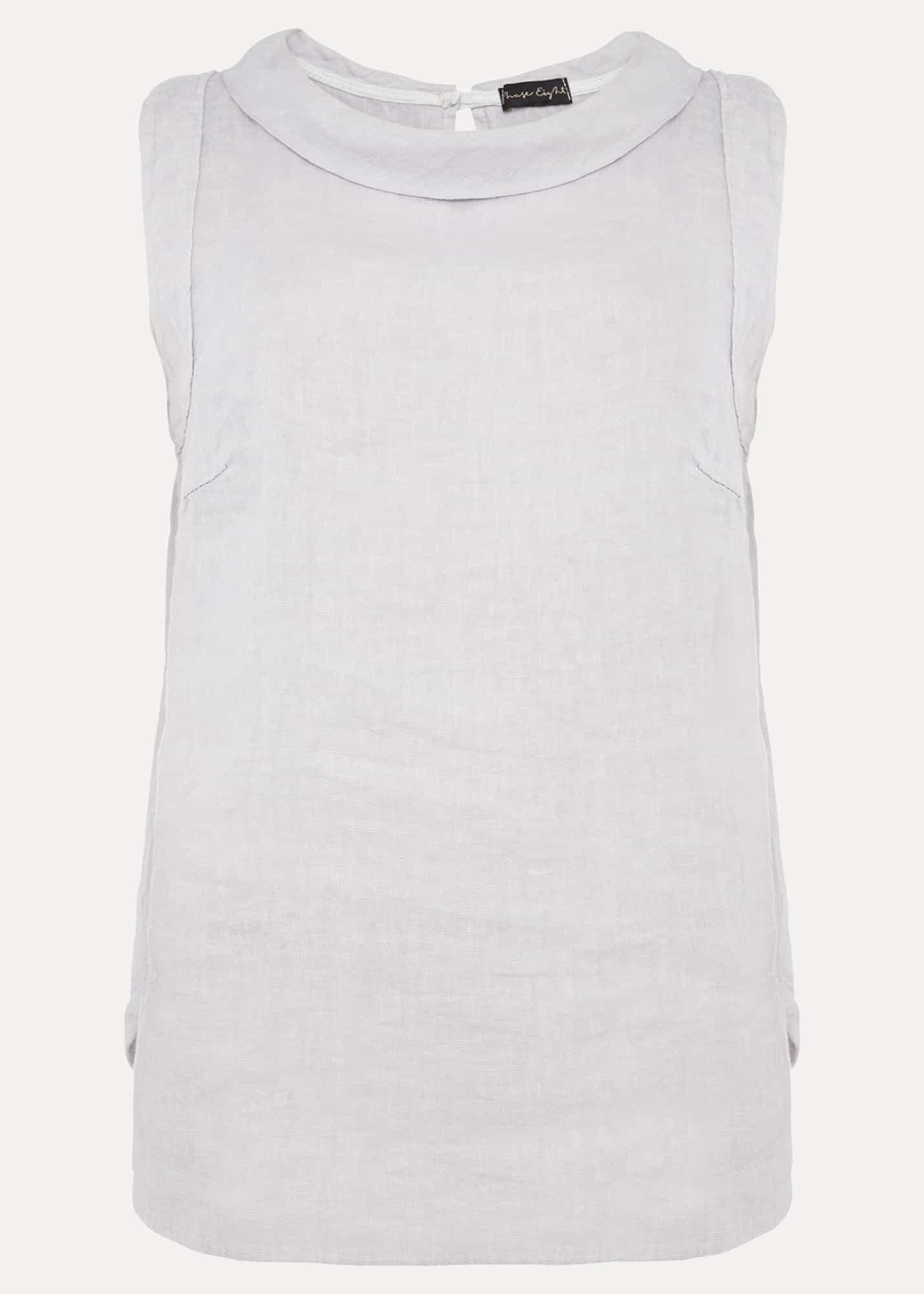 Sky Sleeveless Linen Blouse