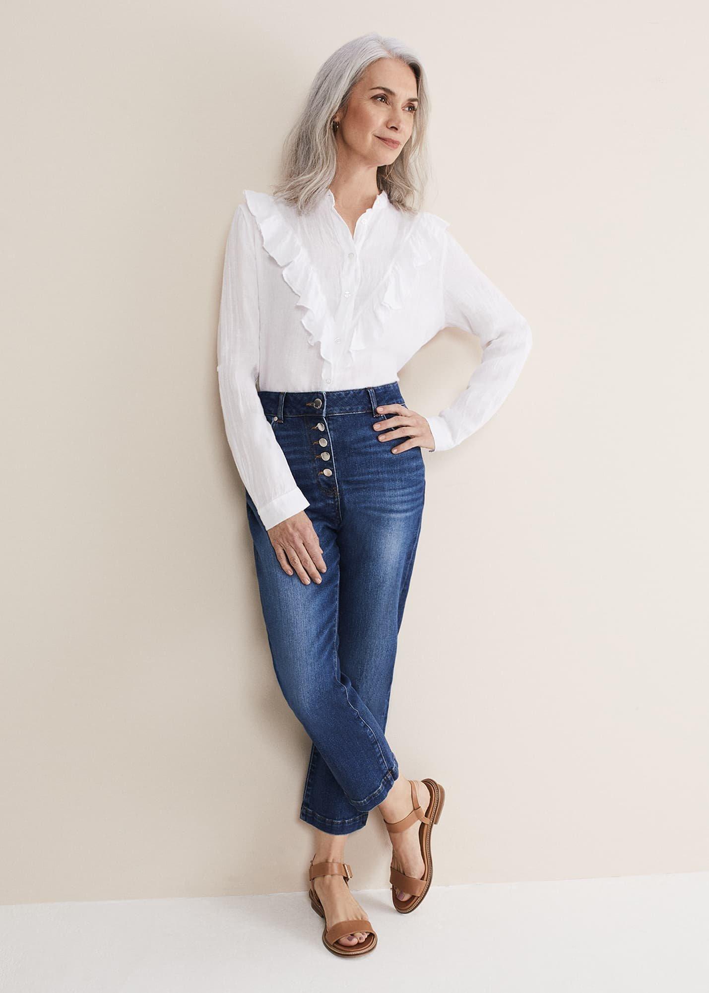 Enid Frill Front Linen Blouse