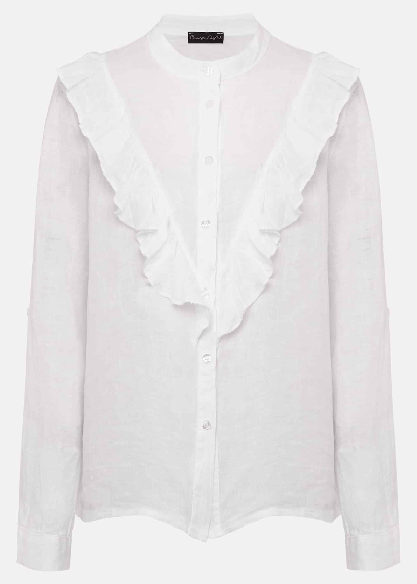 Enid Frill Front Linen Blouse