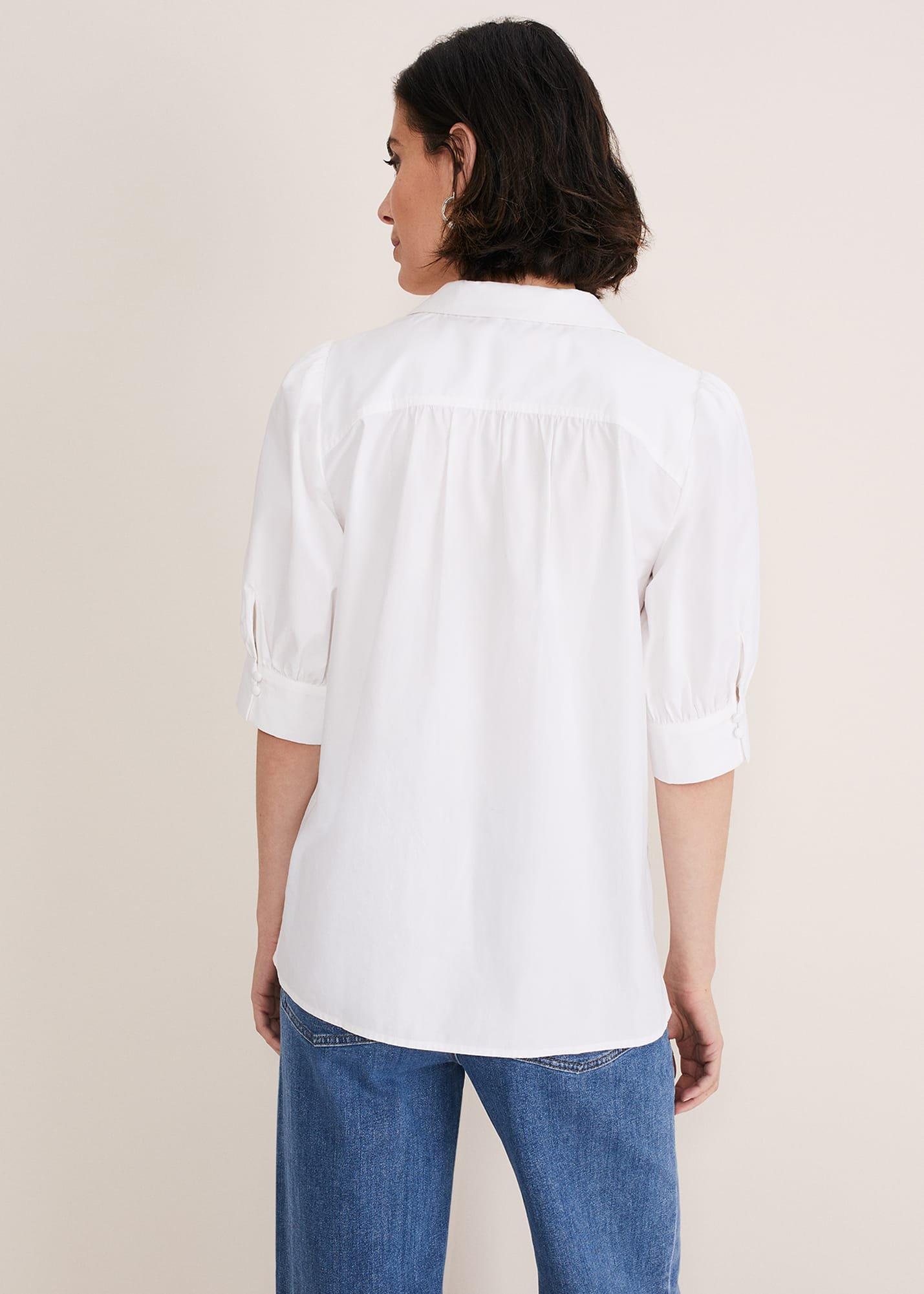 Alannah Puff Sleeve Zip Collar Blouse
