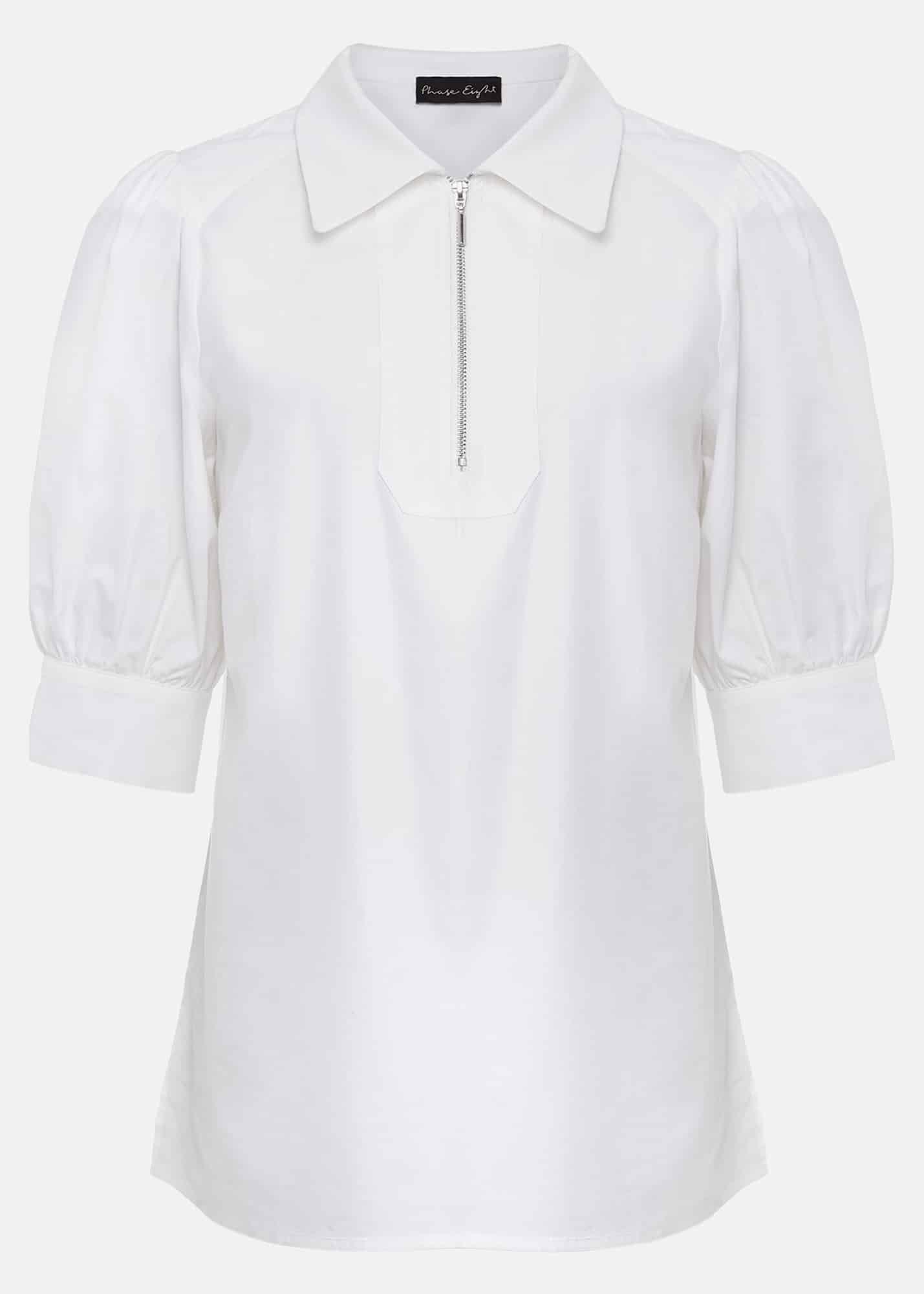 Alannah Puff Sleeve Zip Collar Blouse