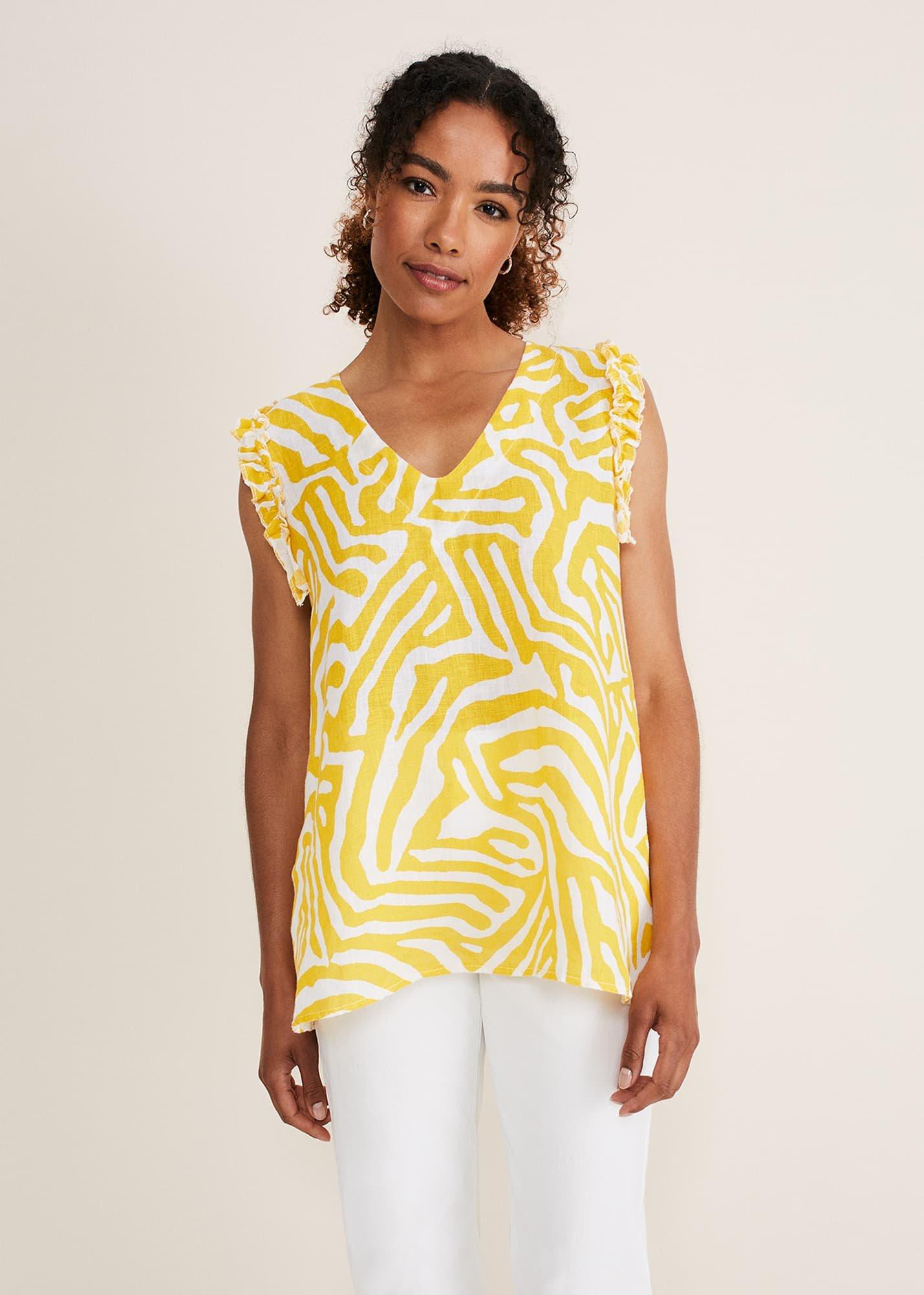 Syona Printed Linen Blouse