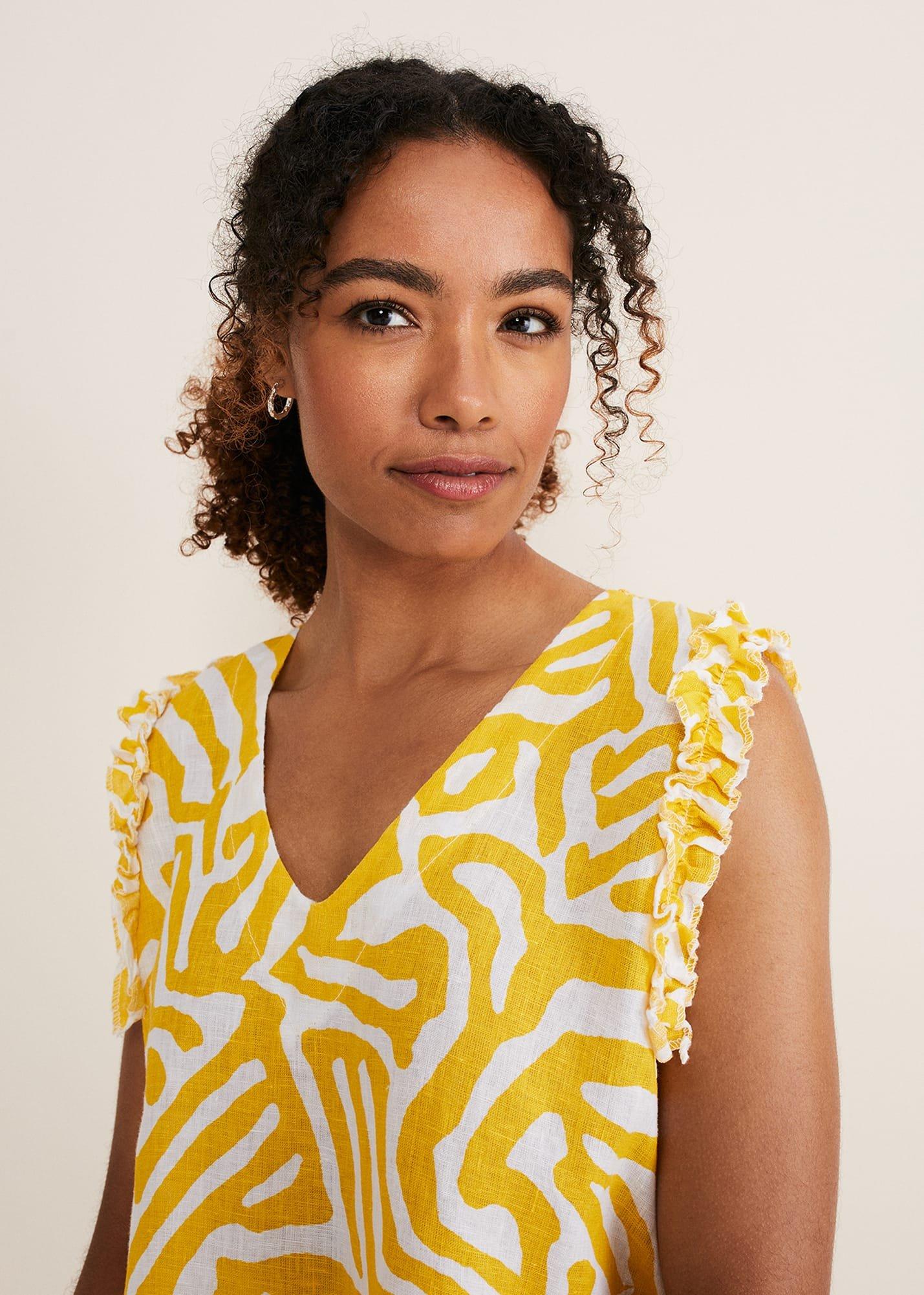 Syona Printed Linen Blouse