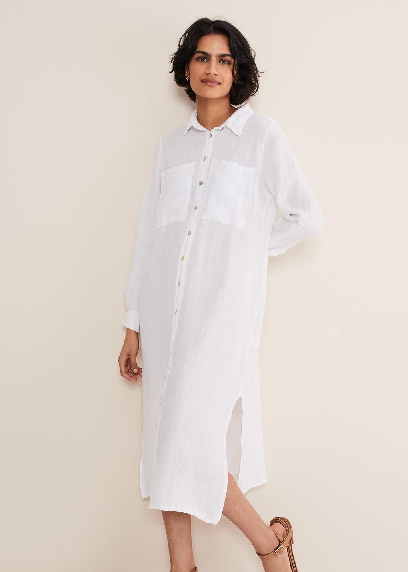 Cynthia Linen Longline Shirt Dress