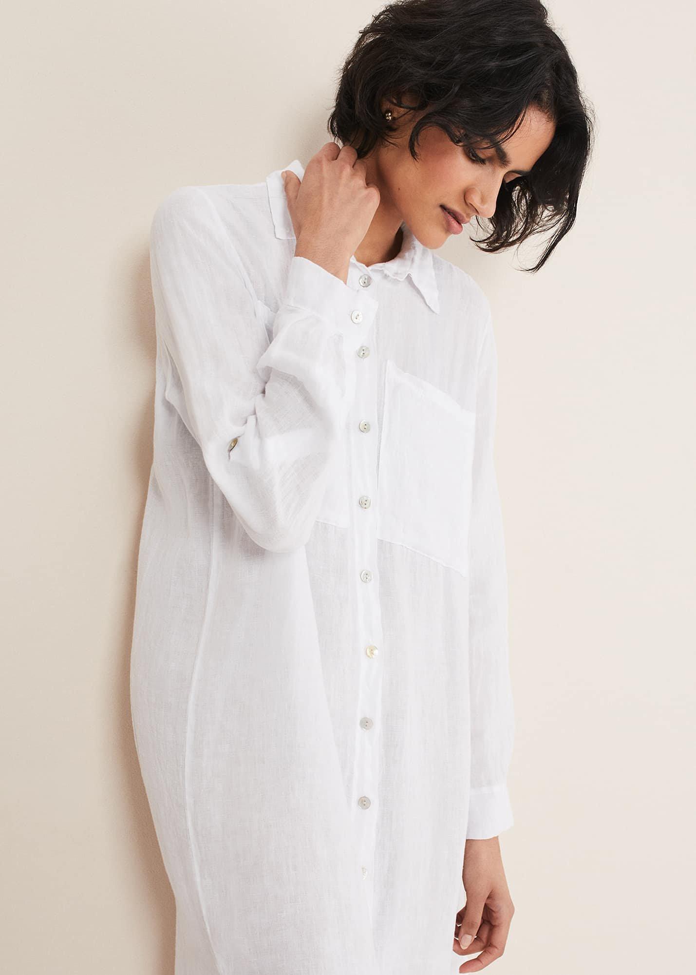 Cynthia Linen Longline Shirt Dress