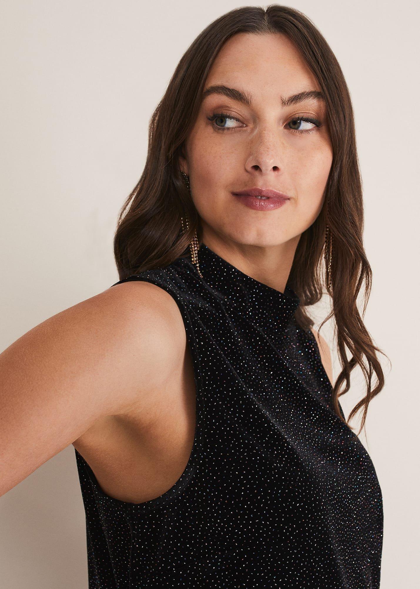 Dove Glitter Velvet Top
