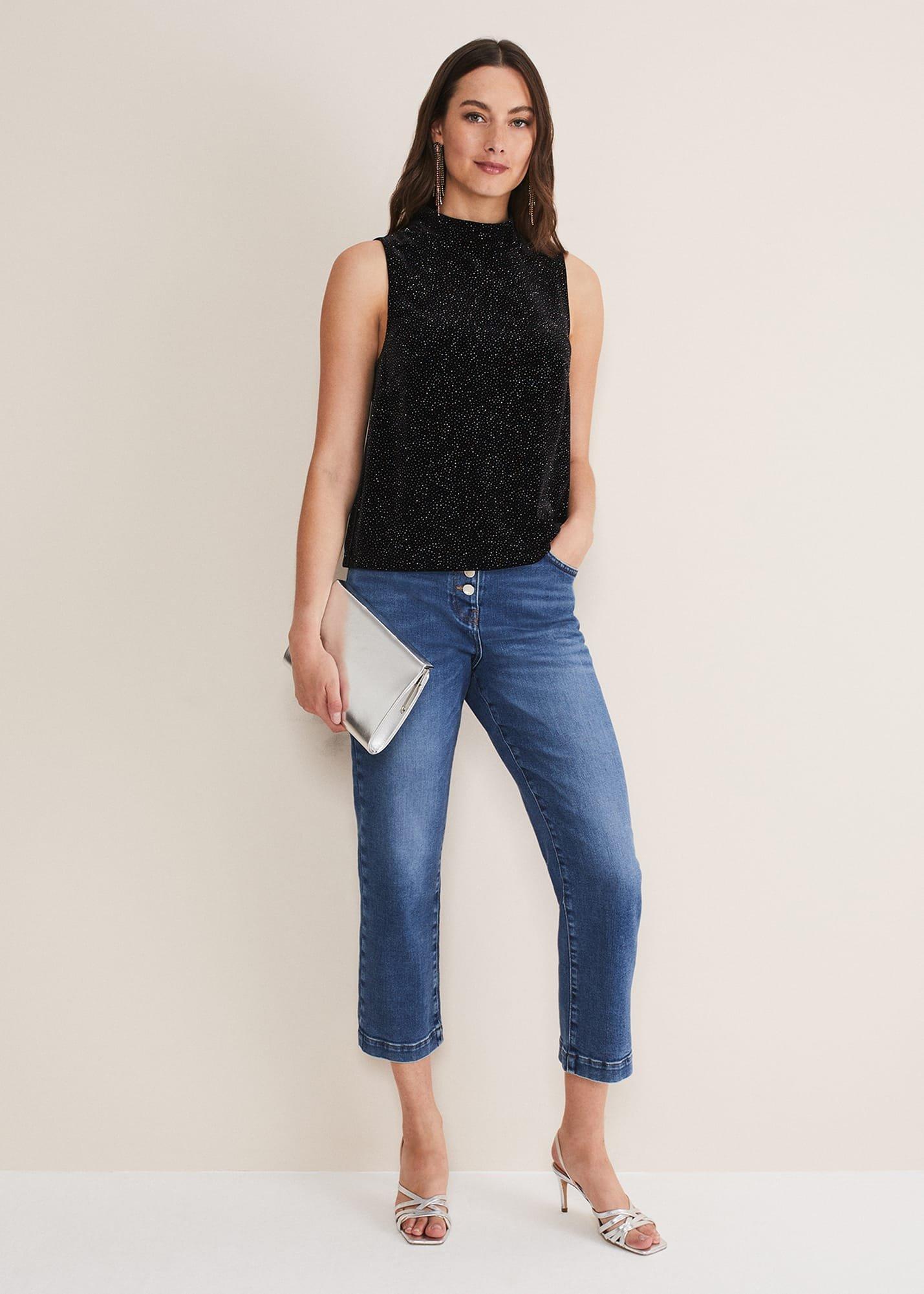 Dove Glitter Velvet Top