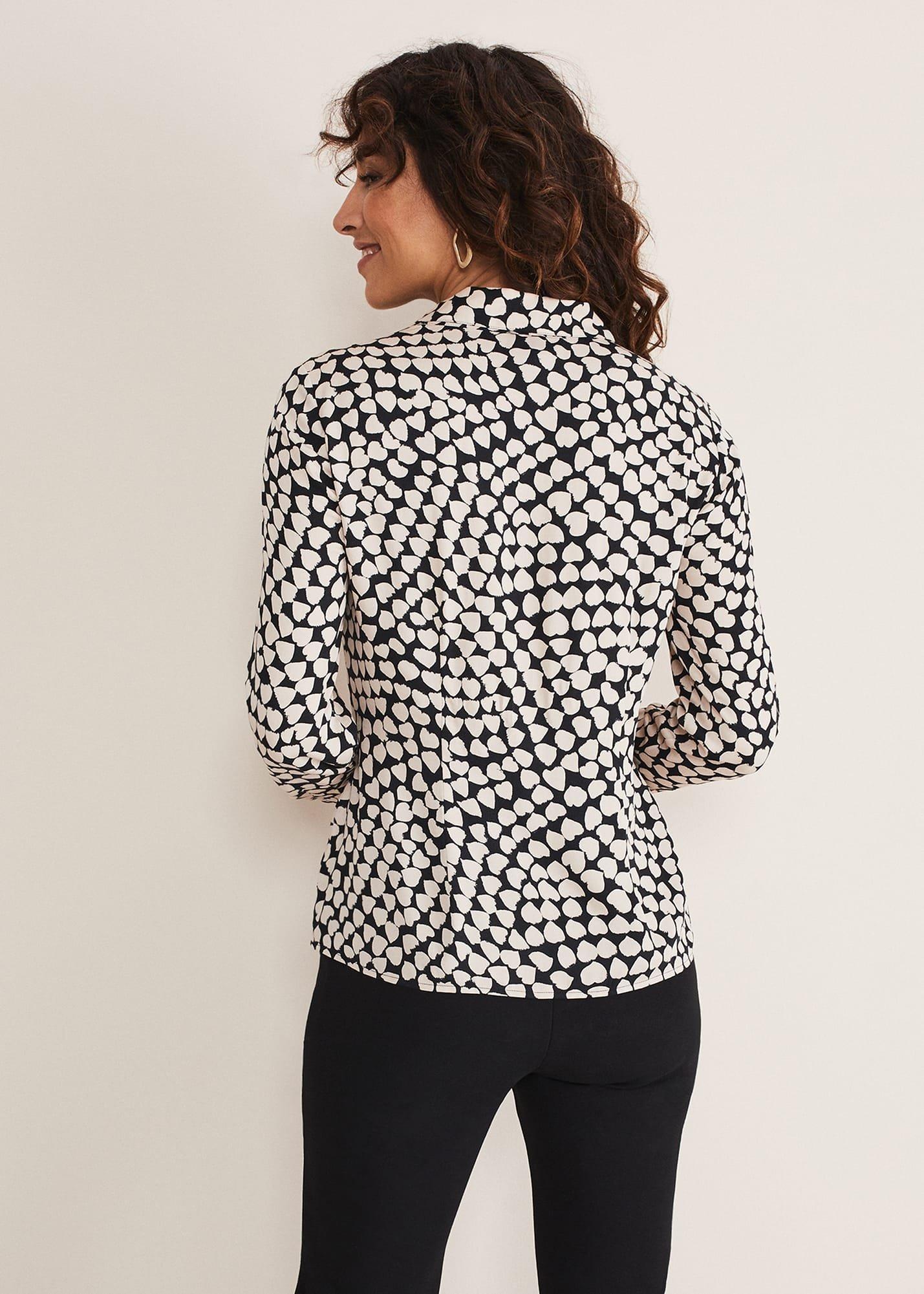 Kesia Ruched Front Heart Print Shirt