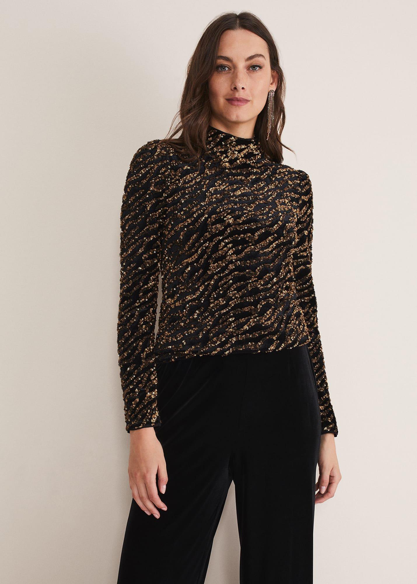 Lura Zebra Sequin Blouse