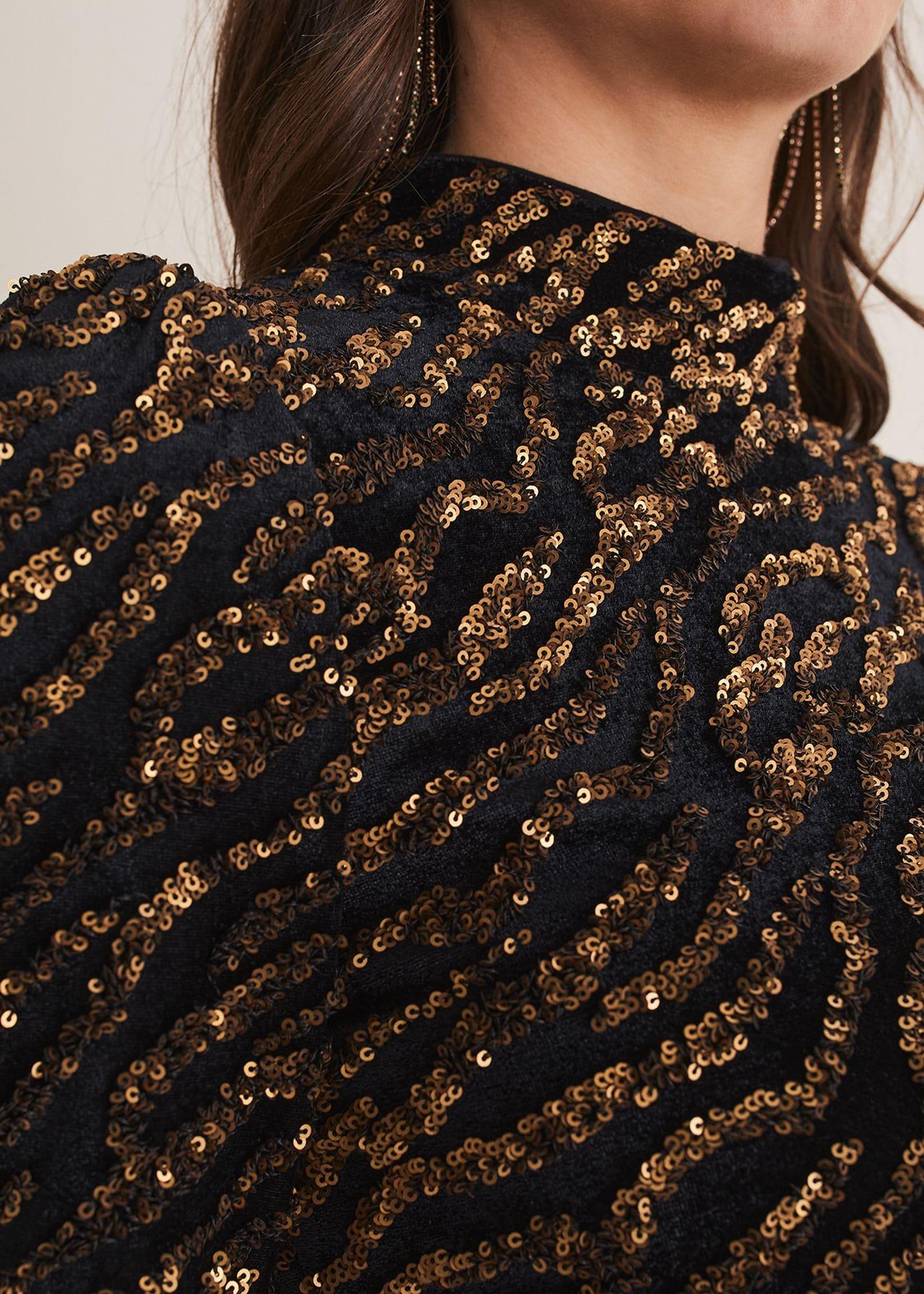 Lura Zebra Sequin Blouse