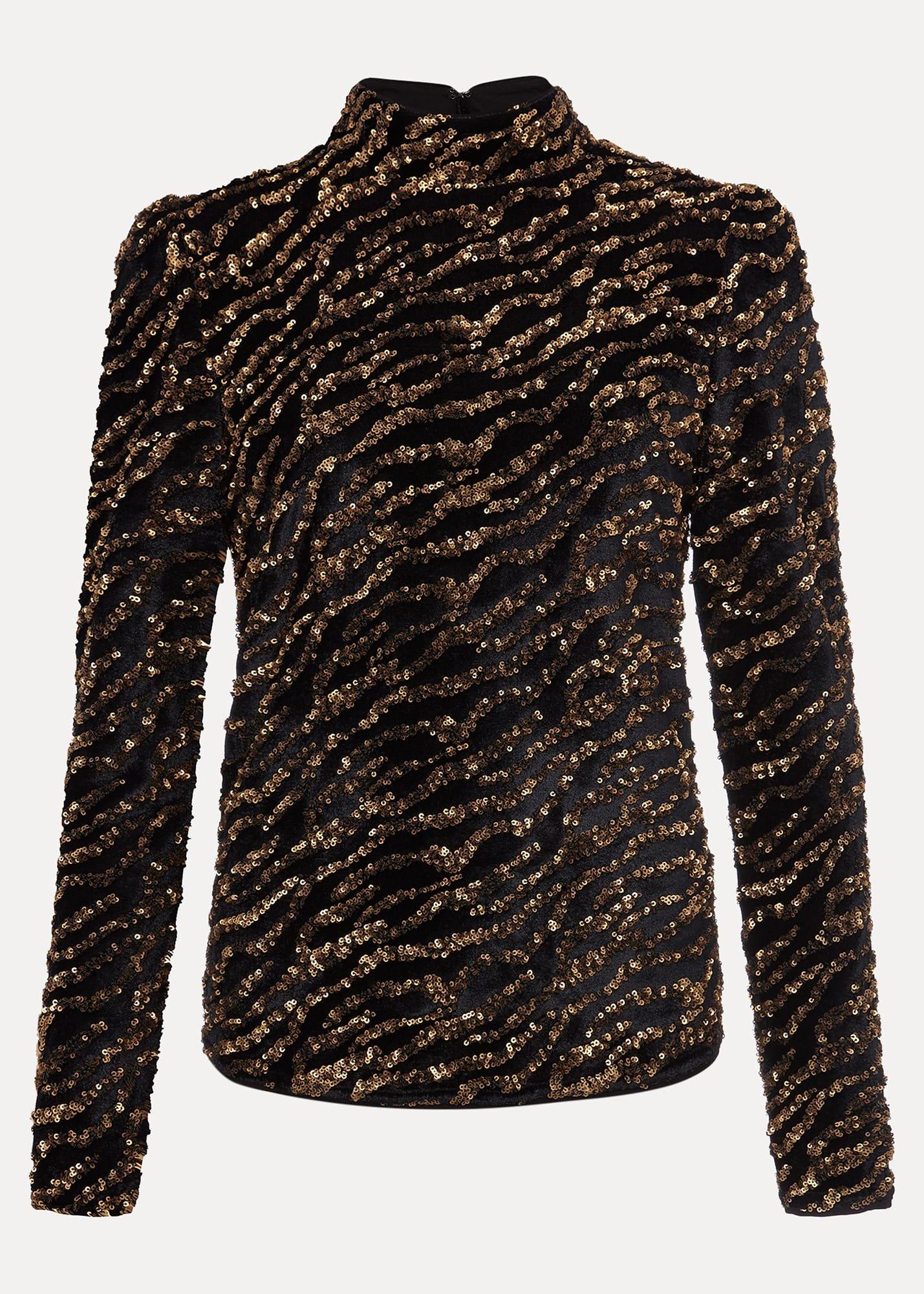 Lura Zebra Sequin Blouse