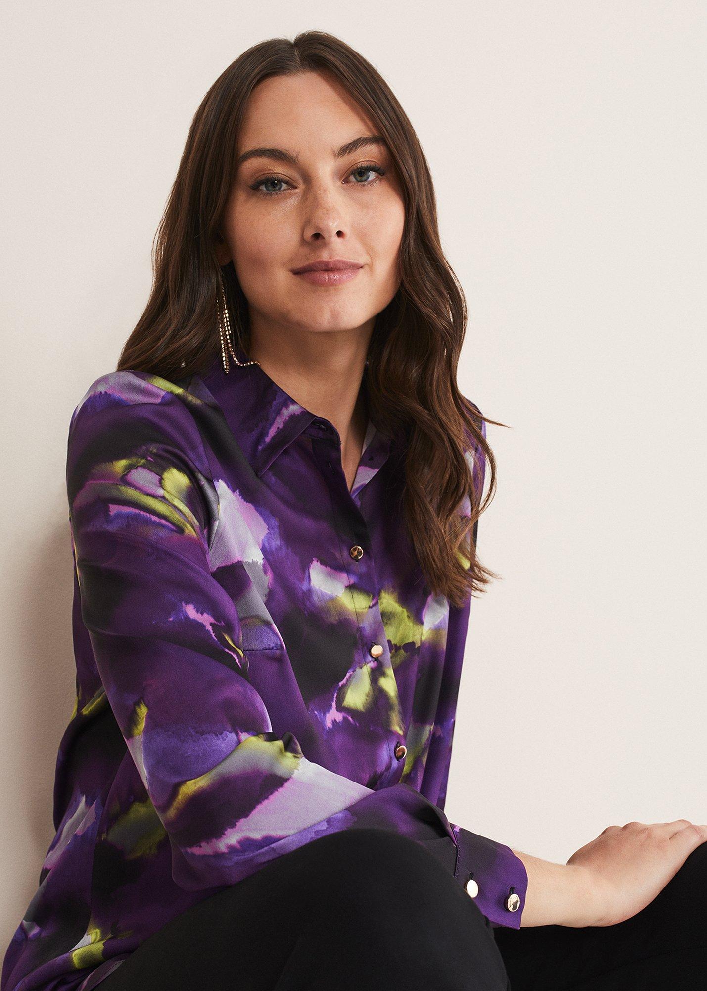 Adelita Abstract Print Satin Shirt