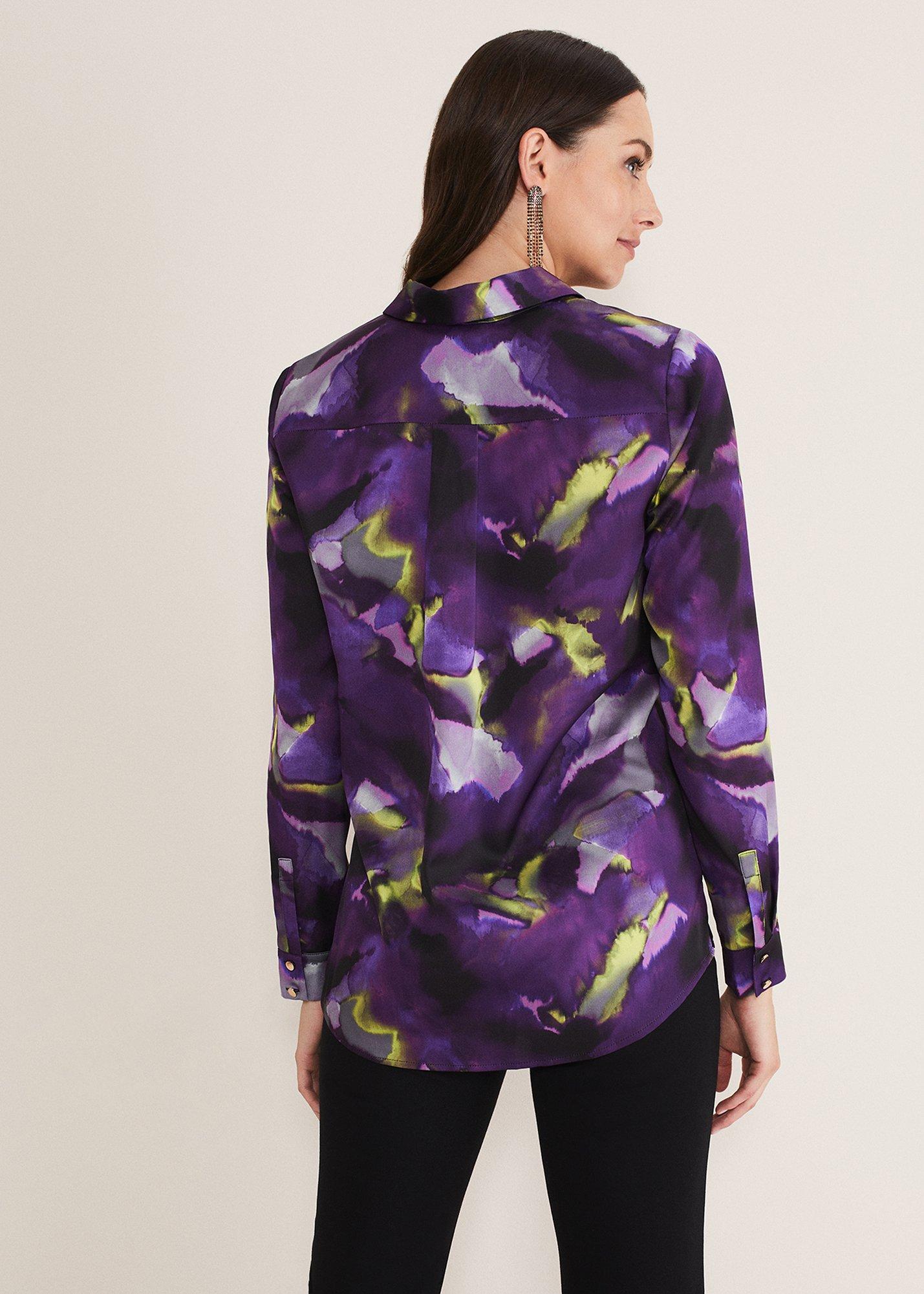 Adelita Abstract Print Satin Shirt
