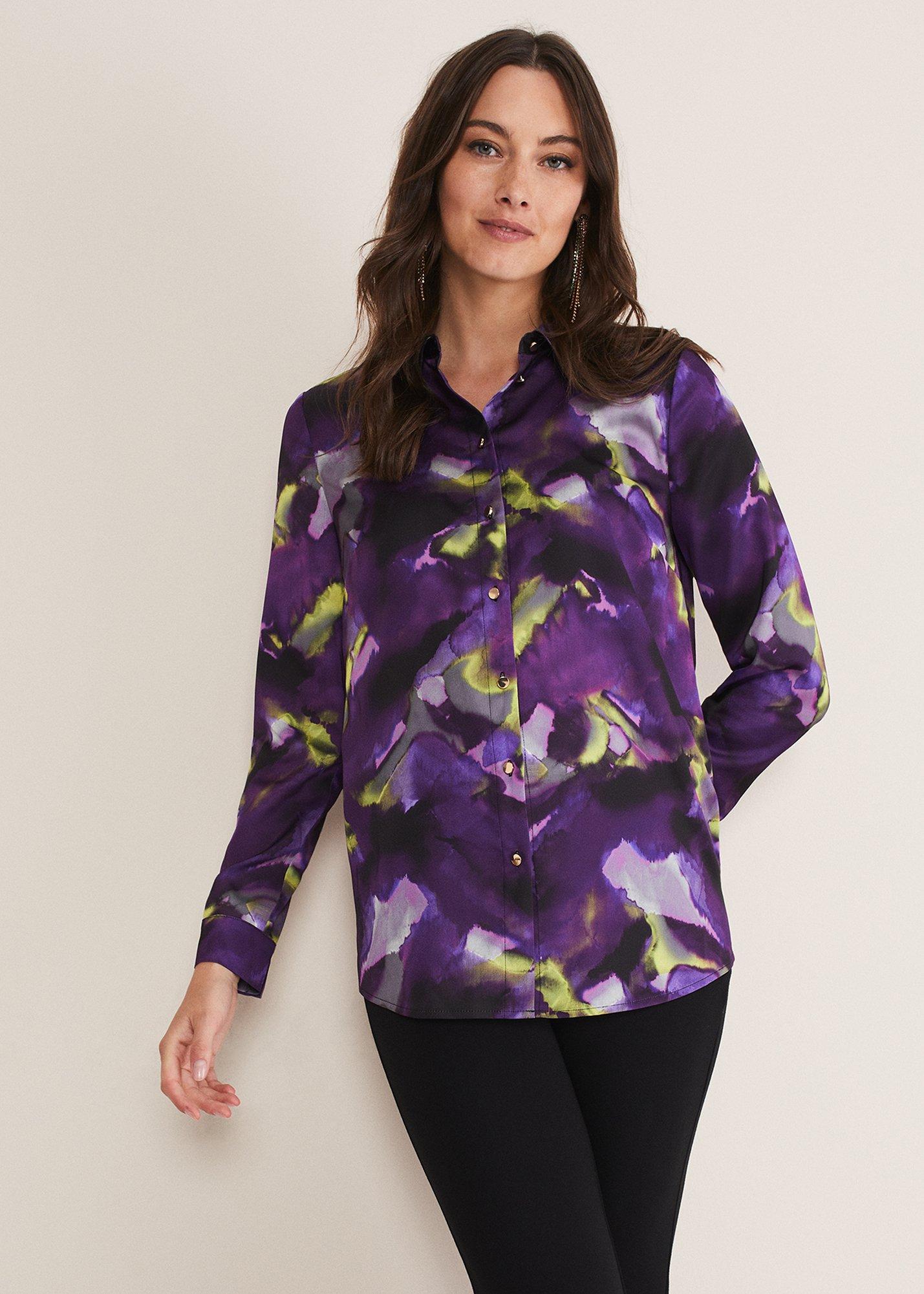 Adelita Abstract Print Satin Shirt