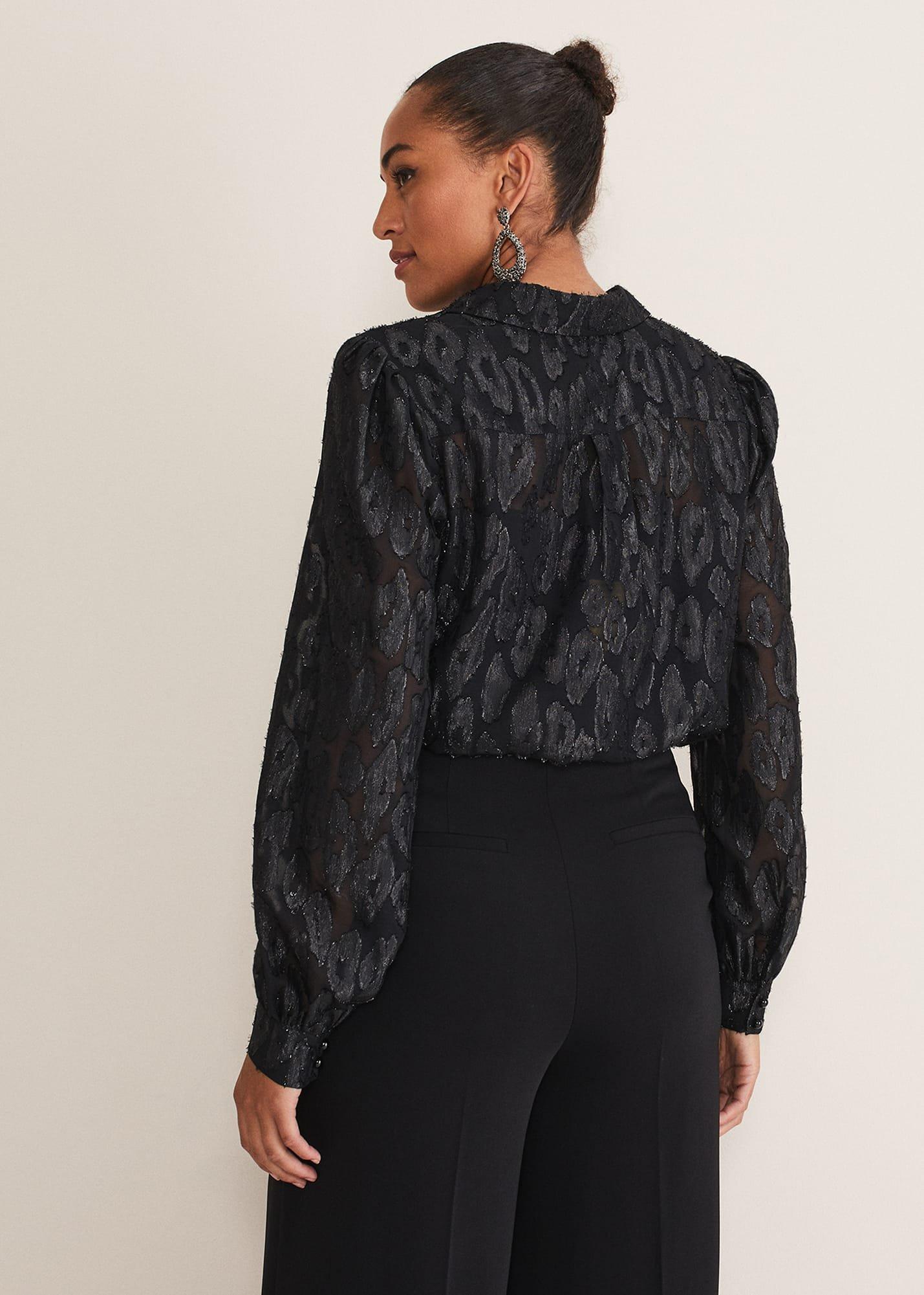 Tate Leopard Jacquard Blouse