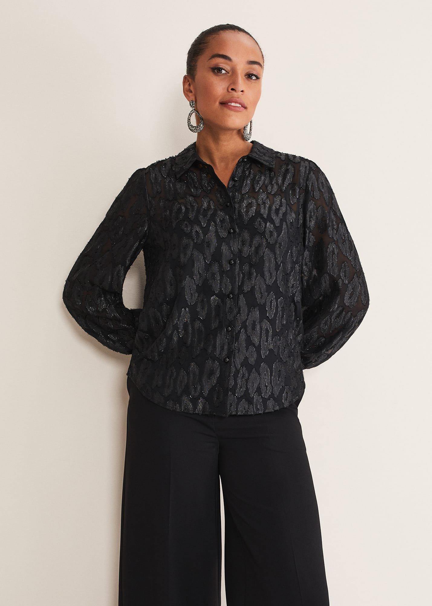 Tate Leopard Jacquard Blouse