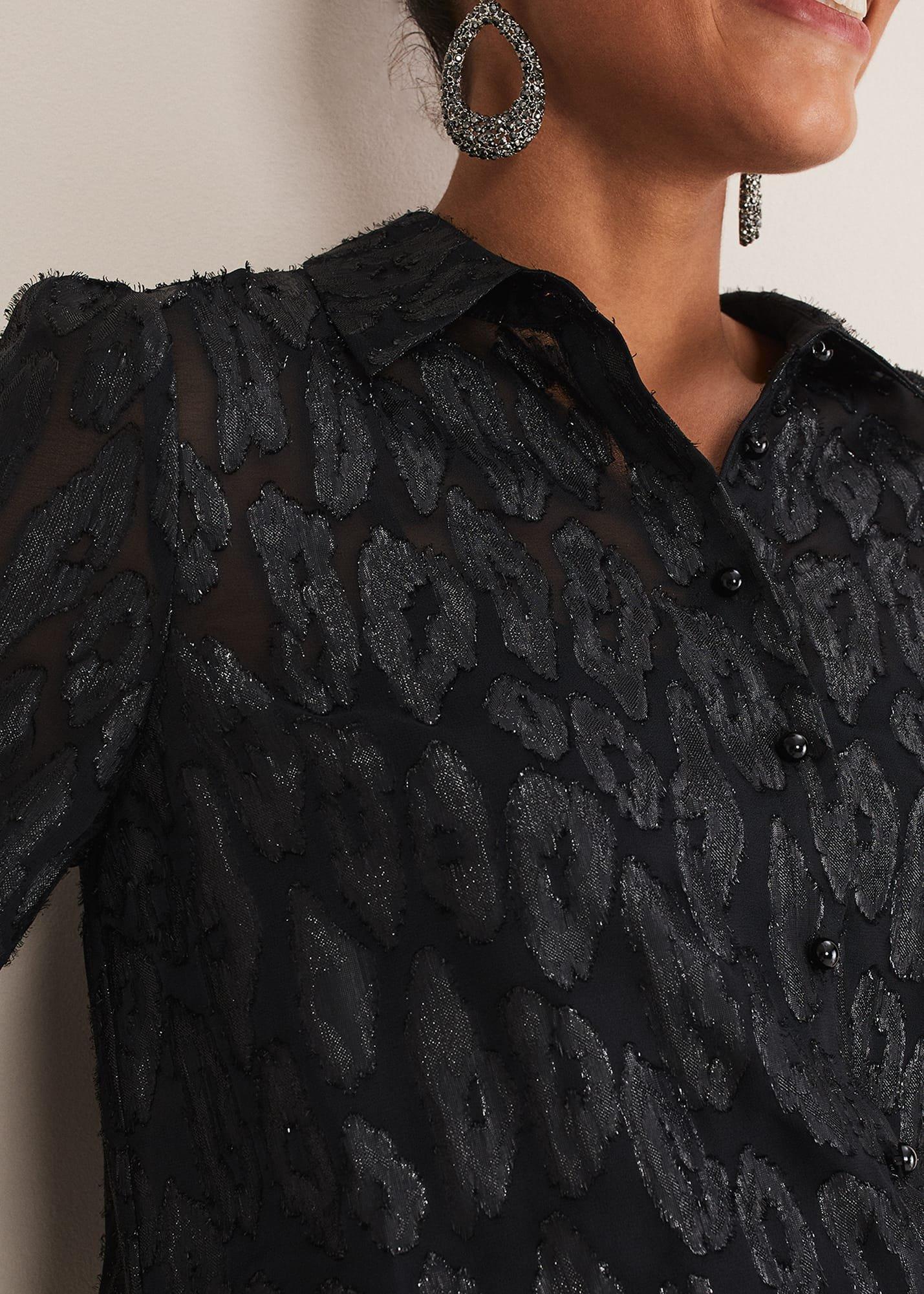 Tate Leopard Jacquard Blouse