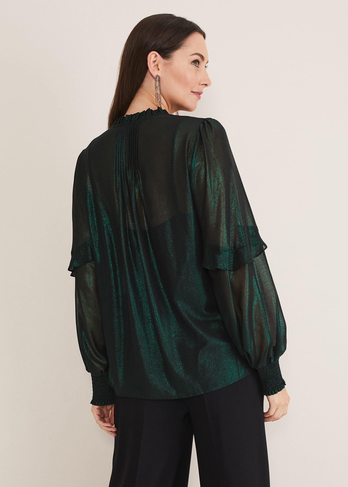 Avis Foil V-Neck Blouse