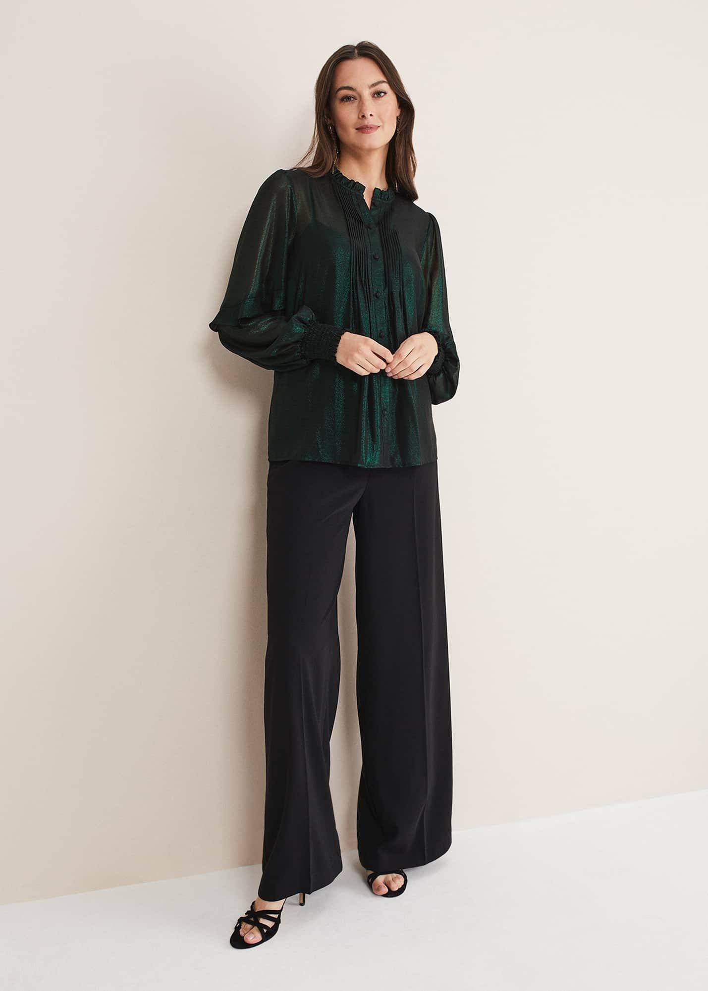 Avis Foil V-Neck Blouse