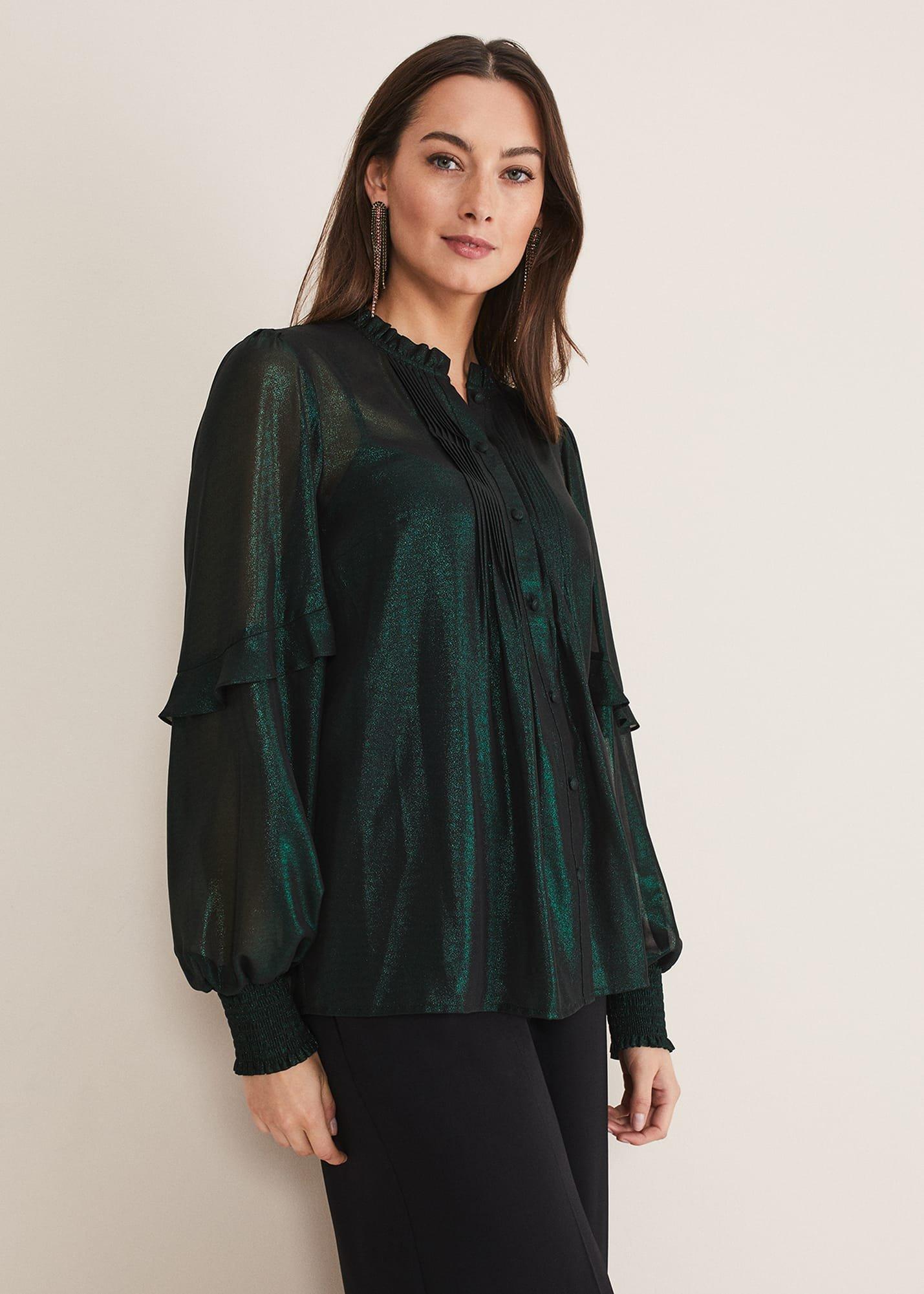 Avis Foil V-Neck Blouse