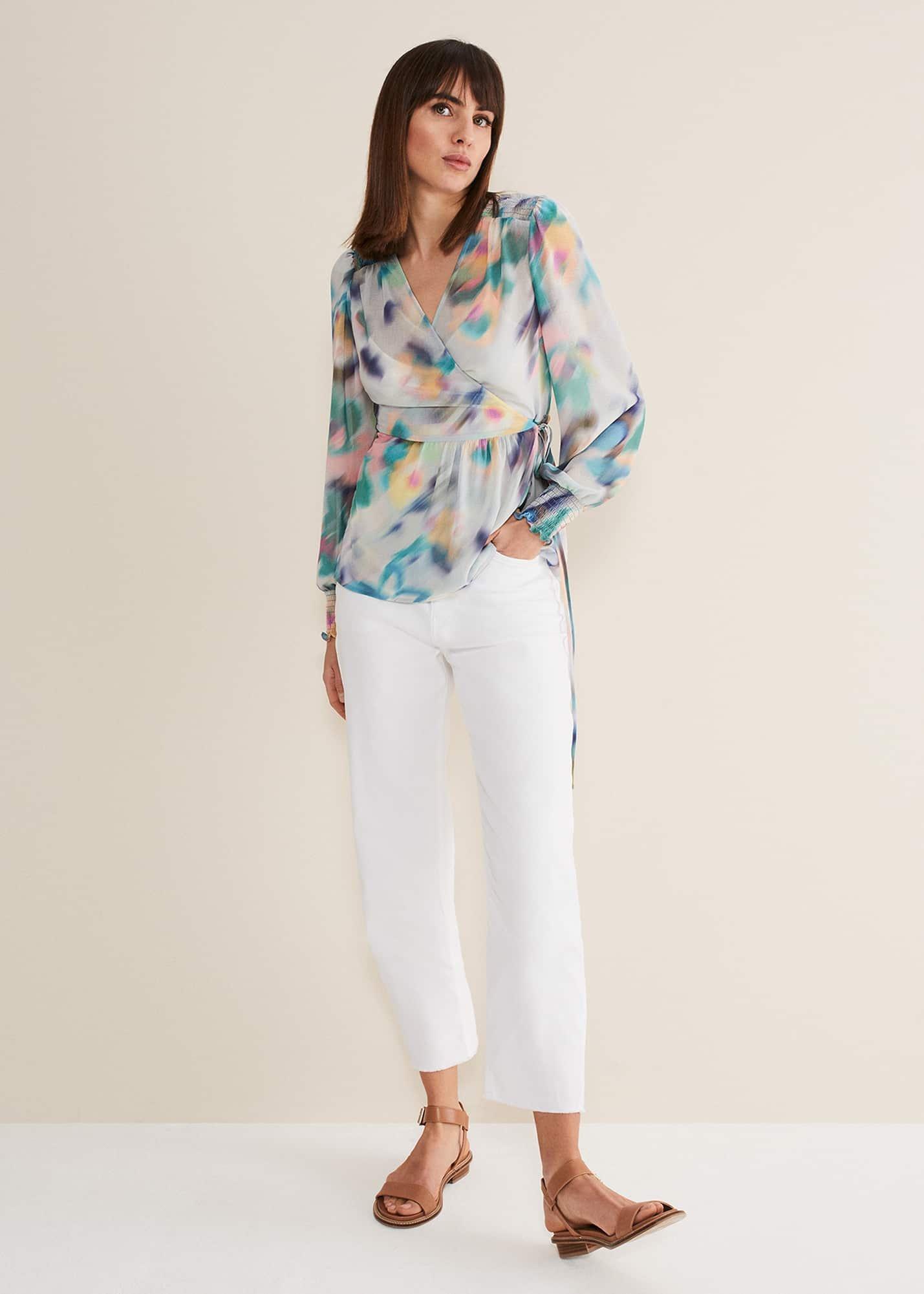 Sonya Printed Wrap Blouse