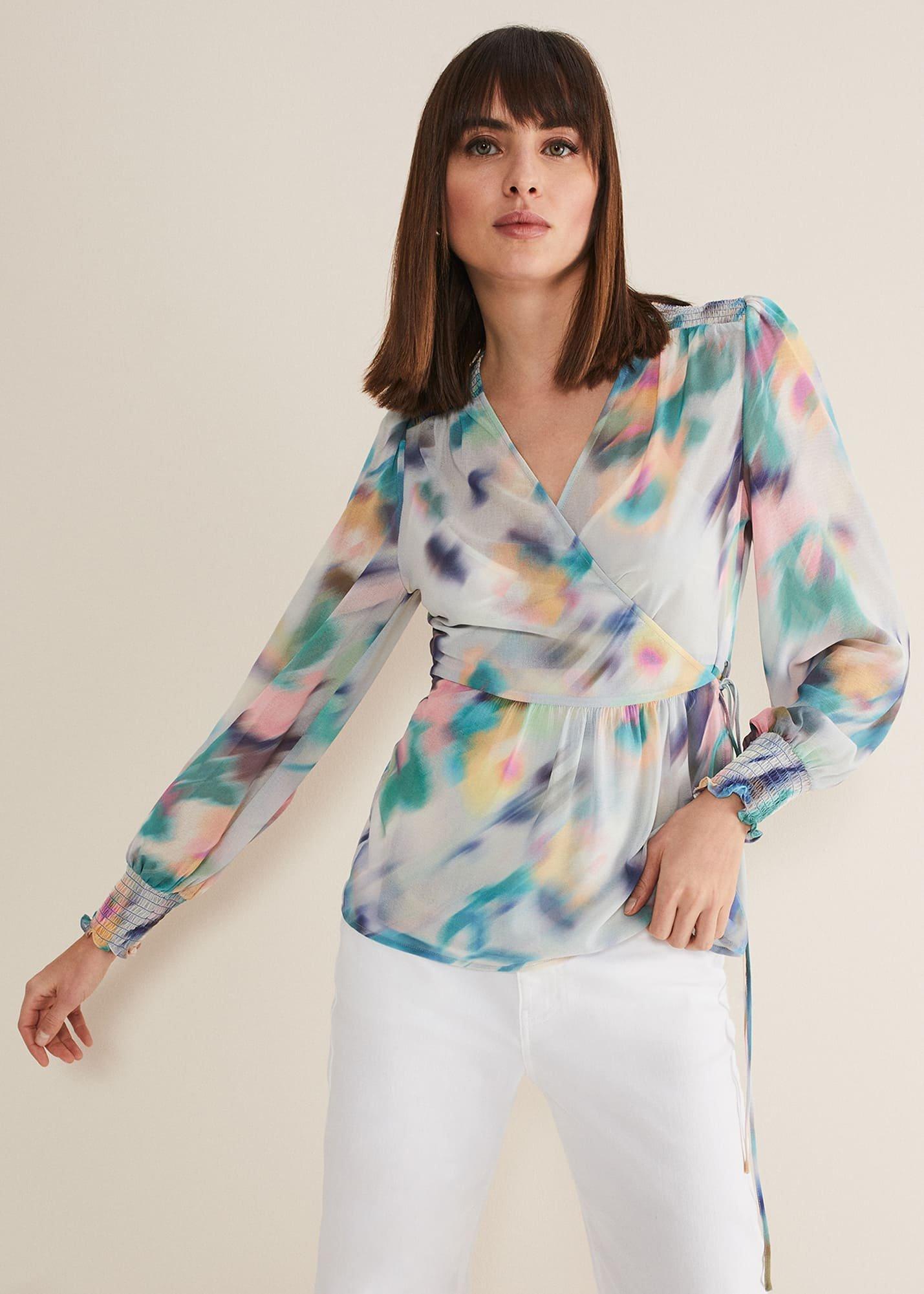 Sonya Printed Wrap Blouse