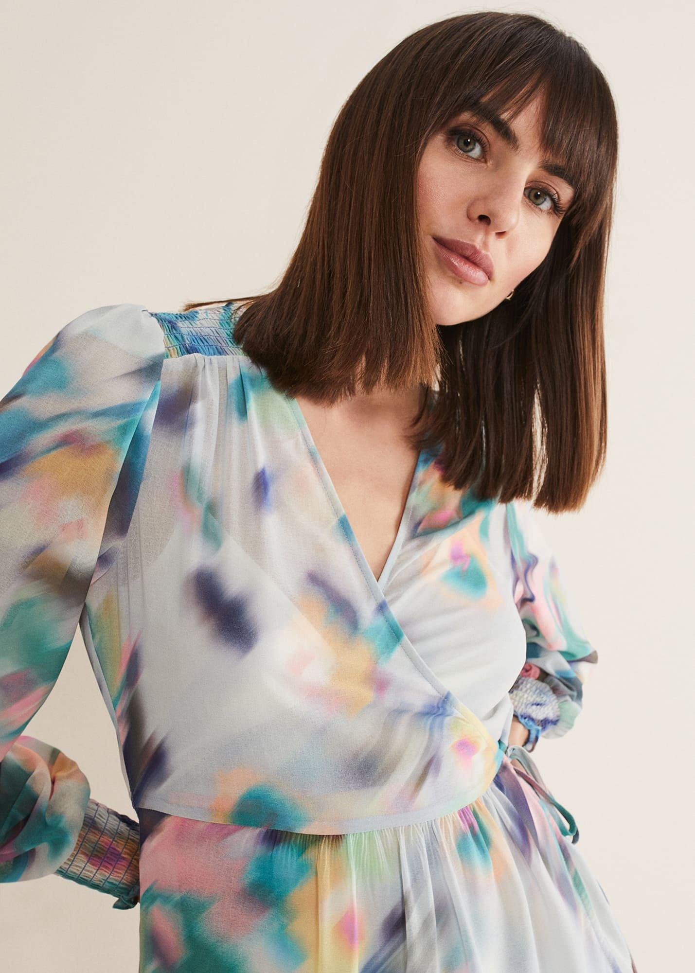 Sonya Printed Wrap Blouse