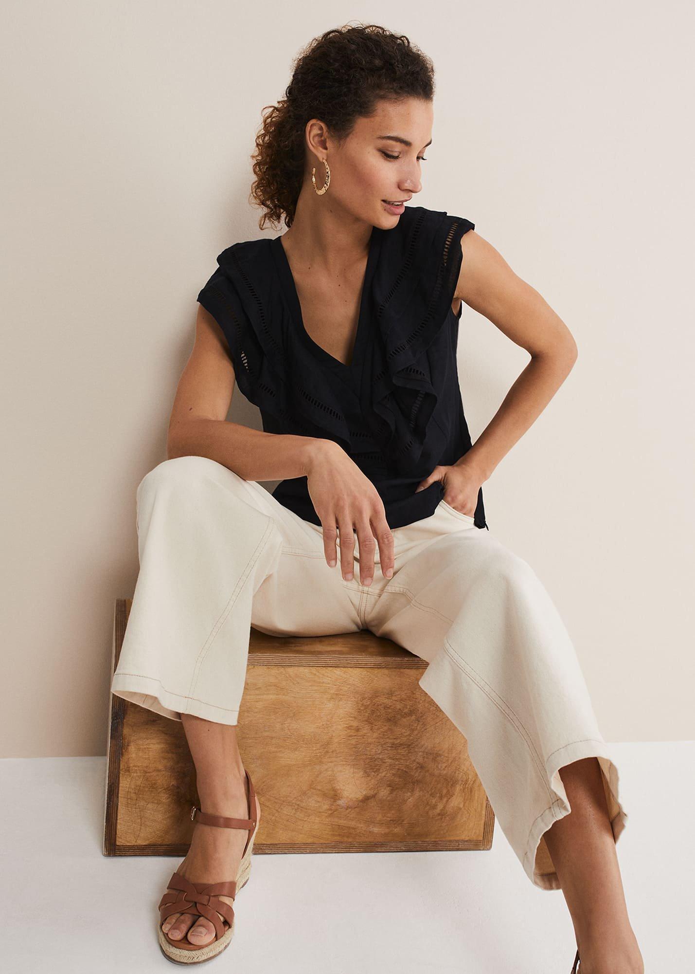 Rosey Linen Ruffle Blouse