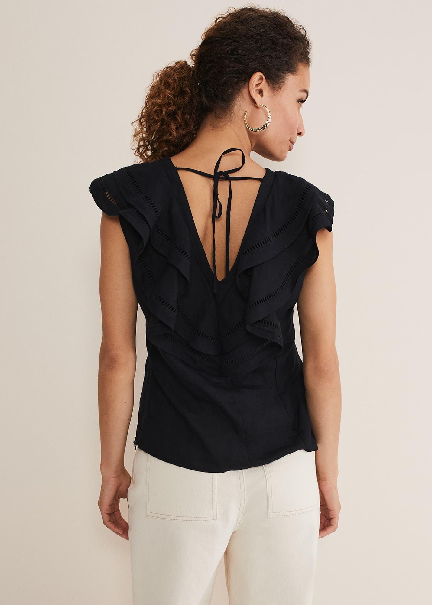 Rosey Linen Ruffle Blouse