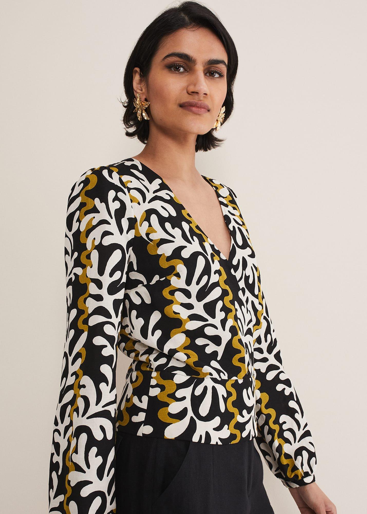Vienna Linen Wrap Blouse