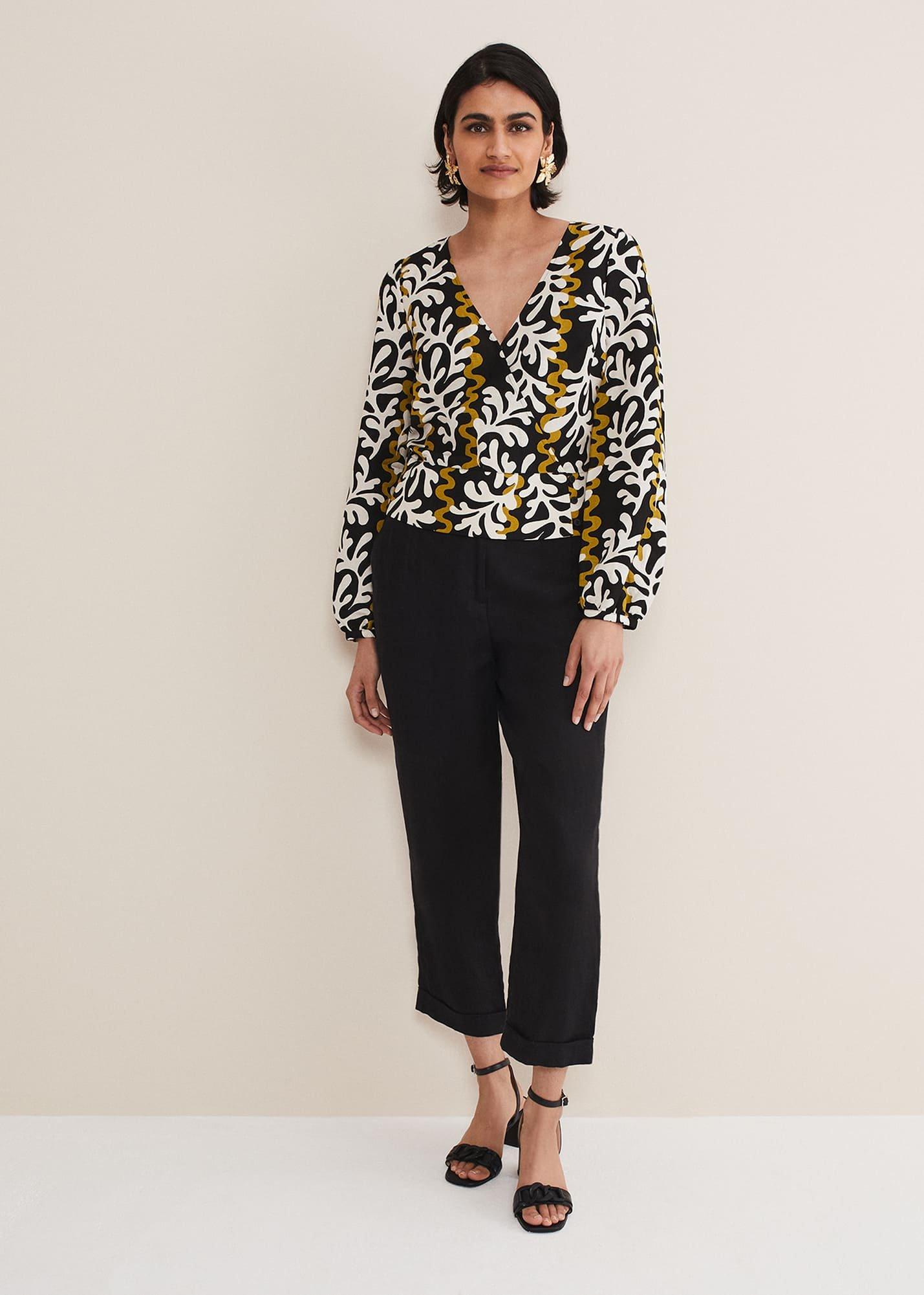 Vienna Linen Wrap Blouse